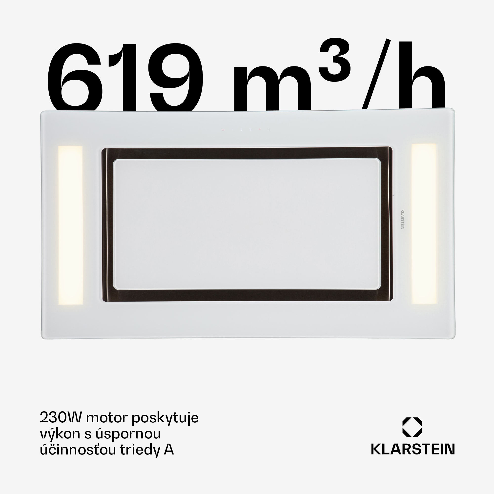 Klarstein Remy, digestor, 90 cm, stropný, 630 m³/h, diaľkové ovládanie, biely – Obrázok 4