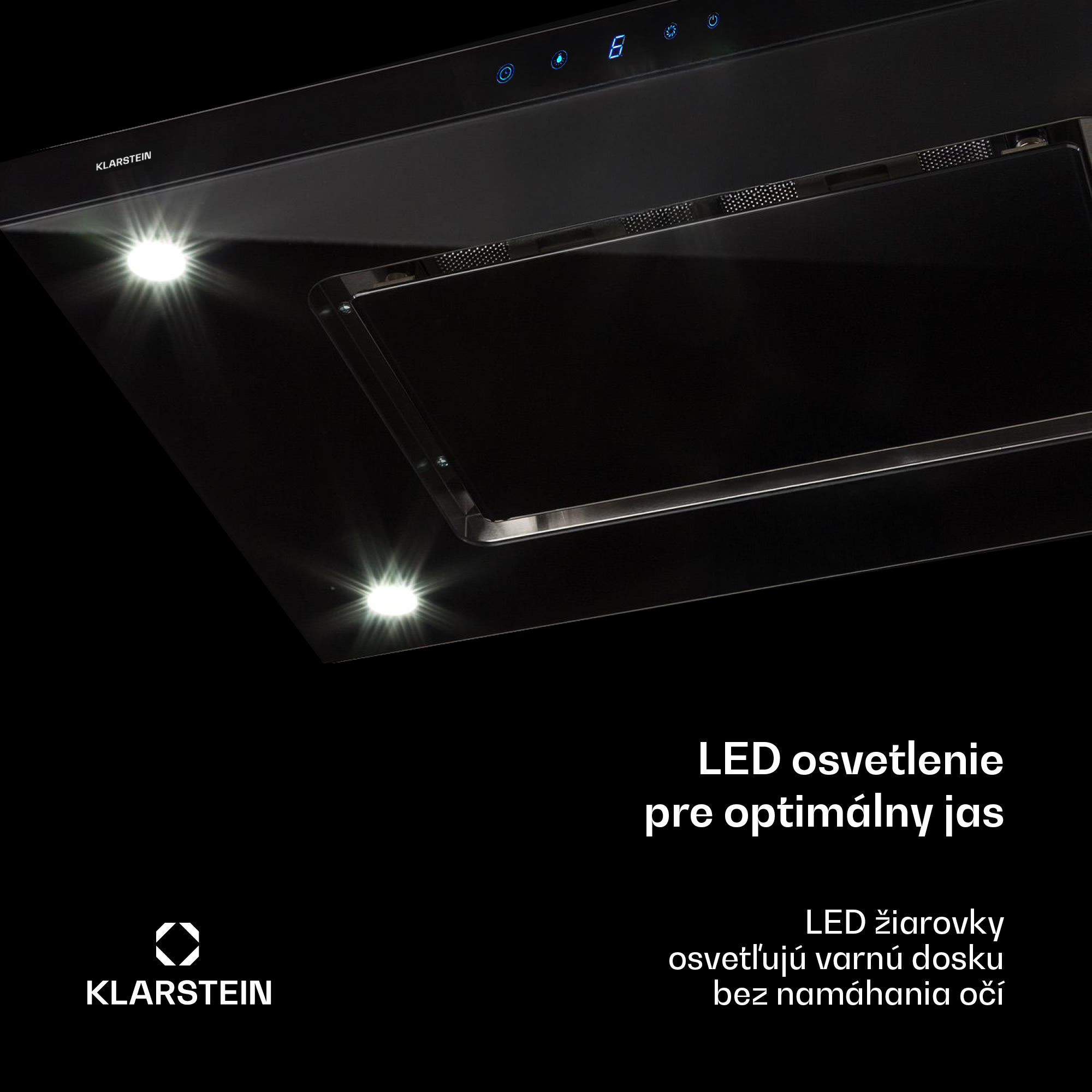 Klarstein Valeria ostrovný digestor 90 cm 642 m³/h odsávanie Touch LED sklo nerez – Obrázok 4