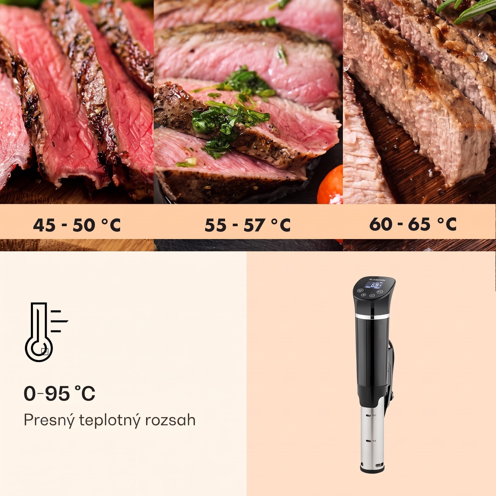 Klarstein Quickstick Flex, Sous Vide varič, 1300 W, 0 - 95 °C, 3D cirkulácia, IPX7, časovač, čierny – Obrázok 3