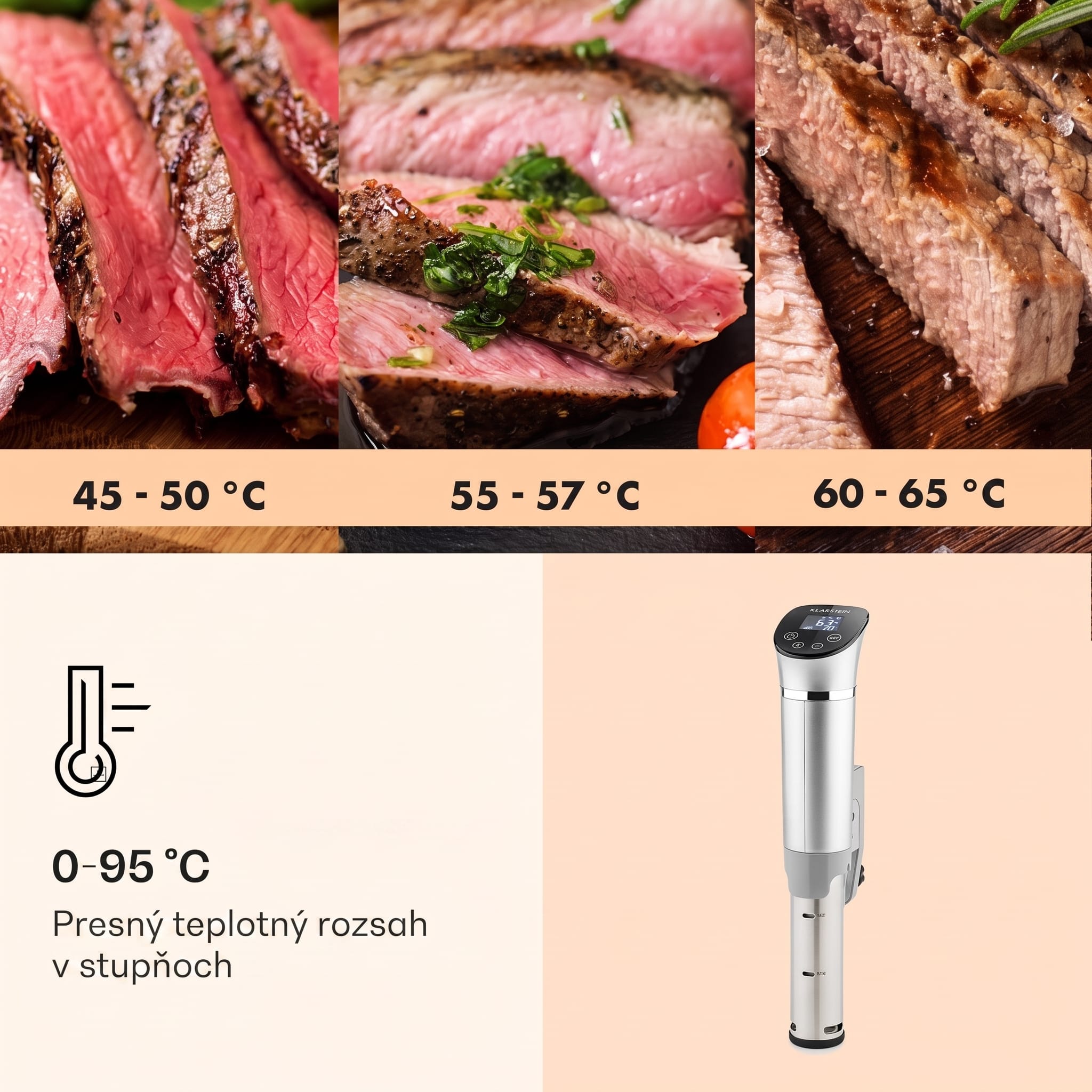 Klarstein Quickstick Flex 1300W 3D cirkulácia 0-95 °C IPX7 časovač strieborný – Obrázok 3