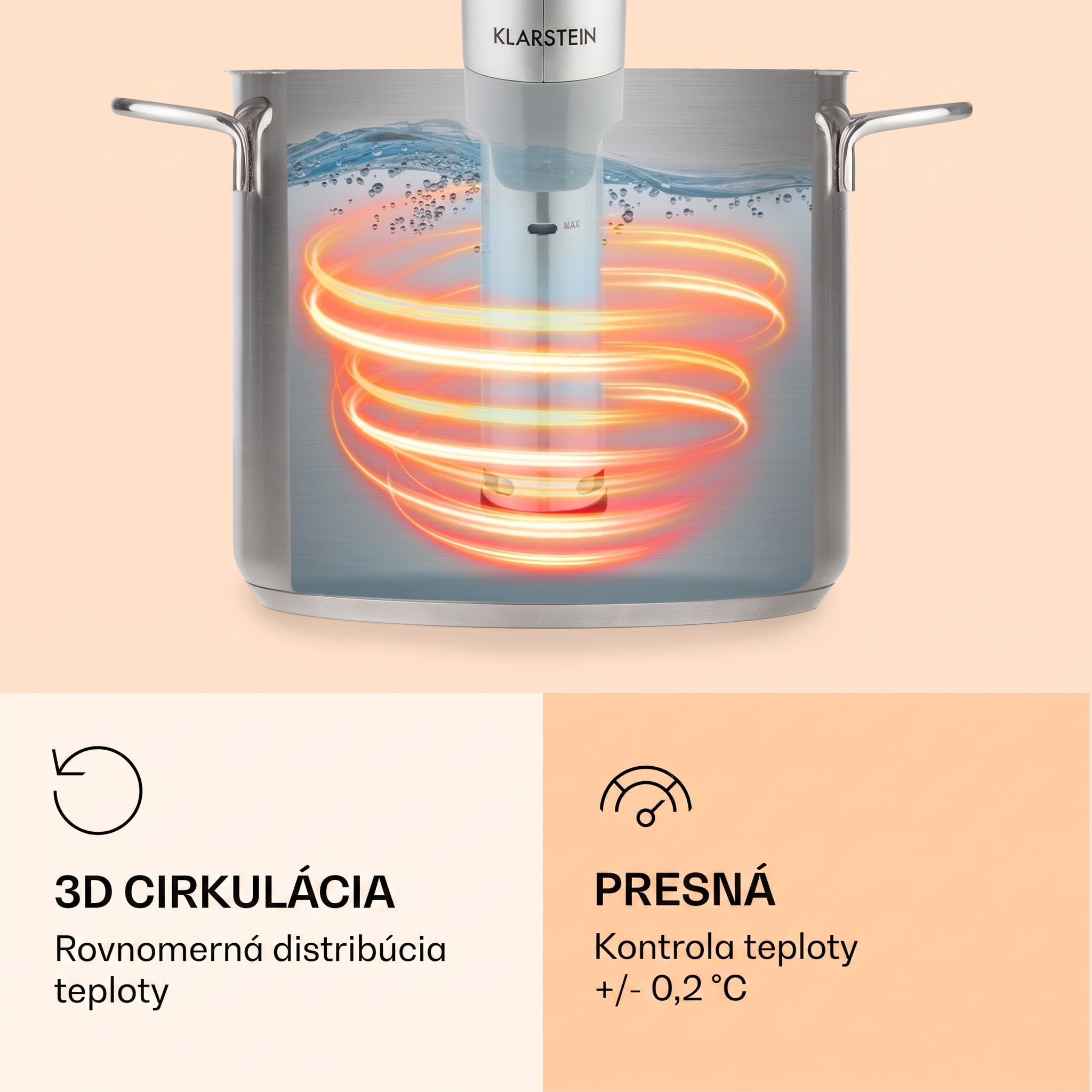 Klarstein Quickstick Flex 1300W 3D cirkulácia 0-95 °C IPX7 časovač strieborný – Obrázok 5
