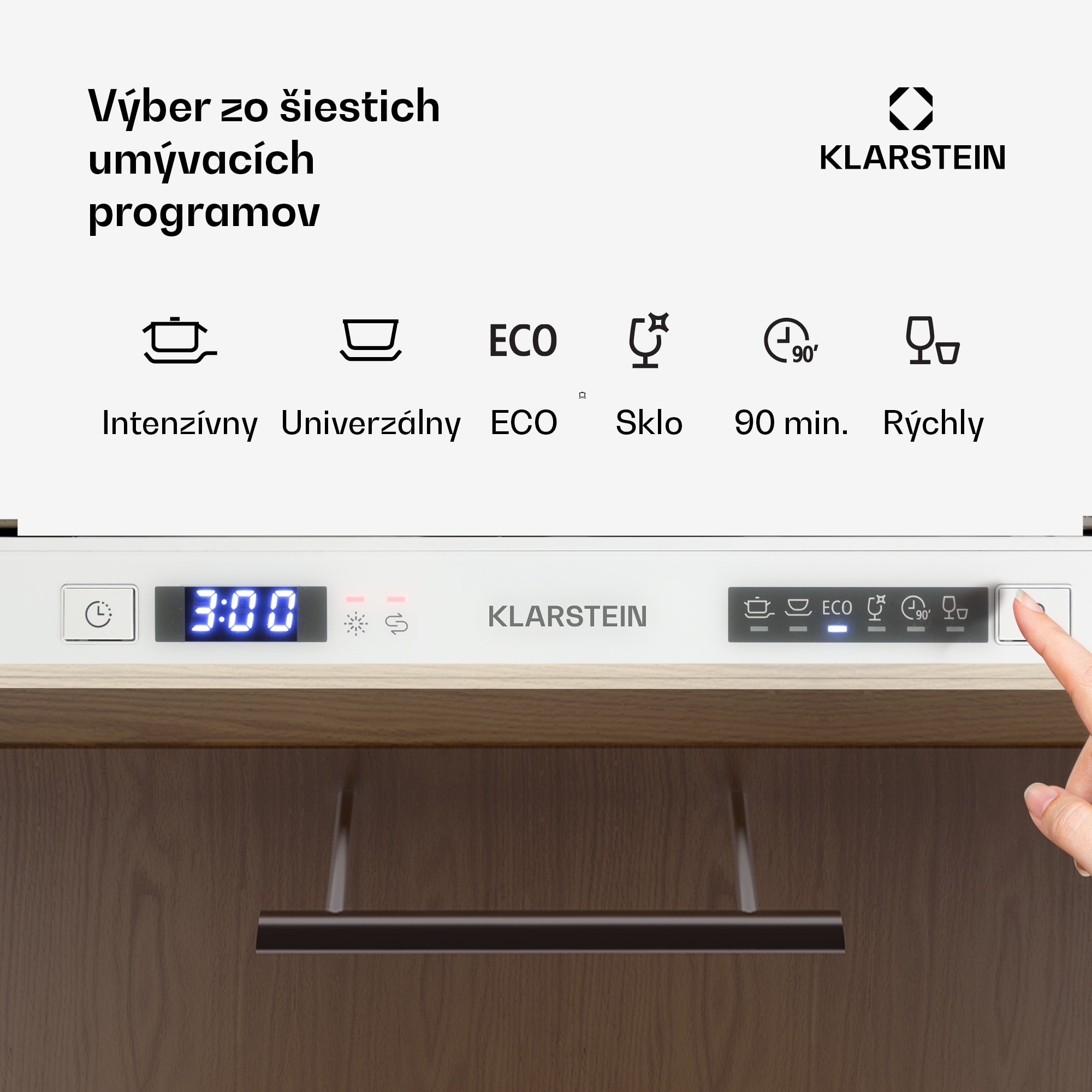 Klarstein Amazonia 6 Secret, vstavaná umývačka riadu, 6 programov, biela – Obrázok 3