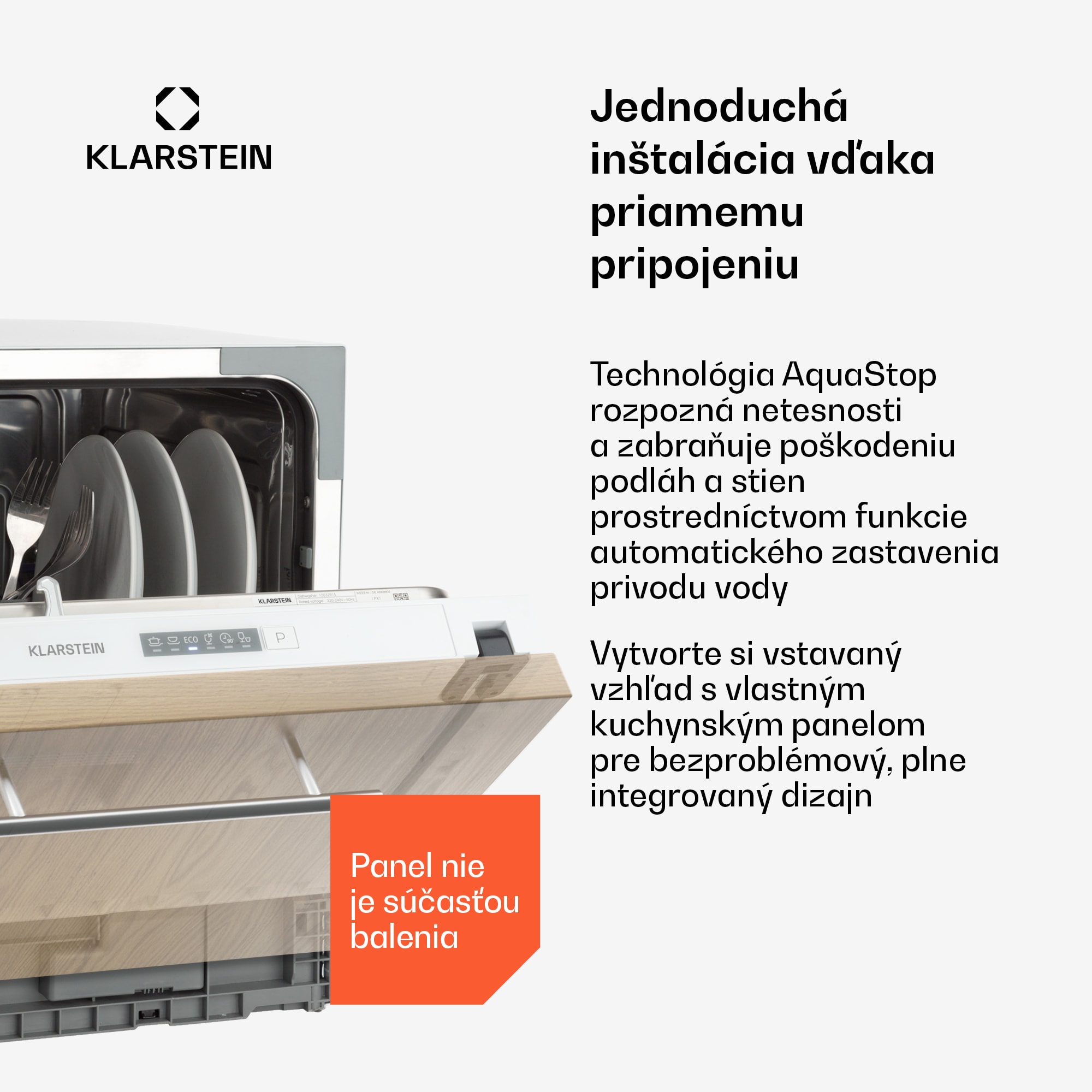 Klarstein Amazonia 6 Secret, vstavaná umývačka riadu, 6 programov, biela – Obrázok 4