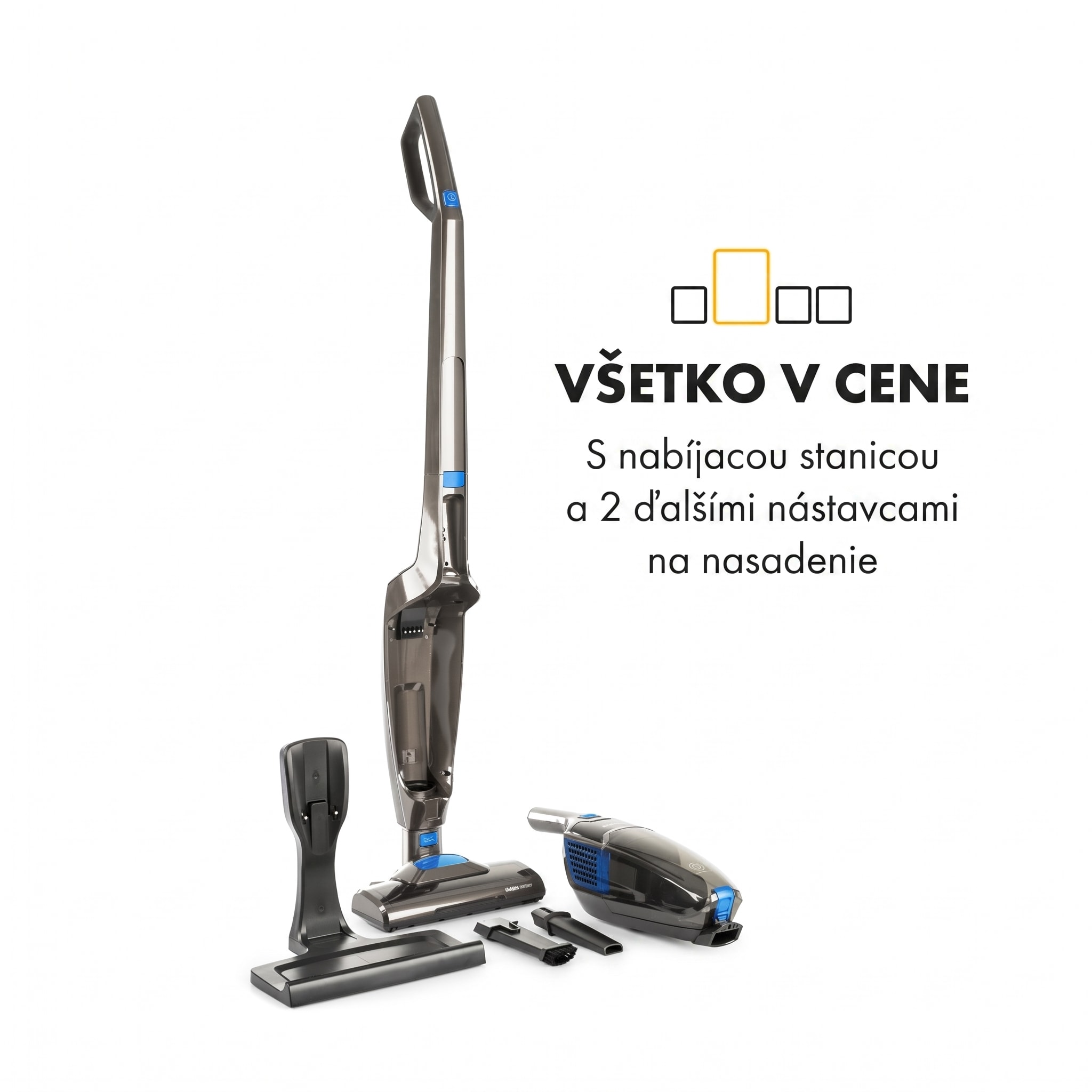 Klarstein TurboHybrid, vysávač, podlahový a ručný vysávač, antracitovo/modrý – Obrázok 3