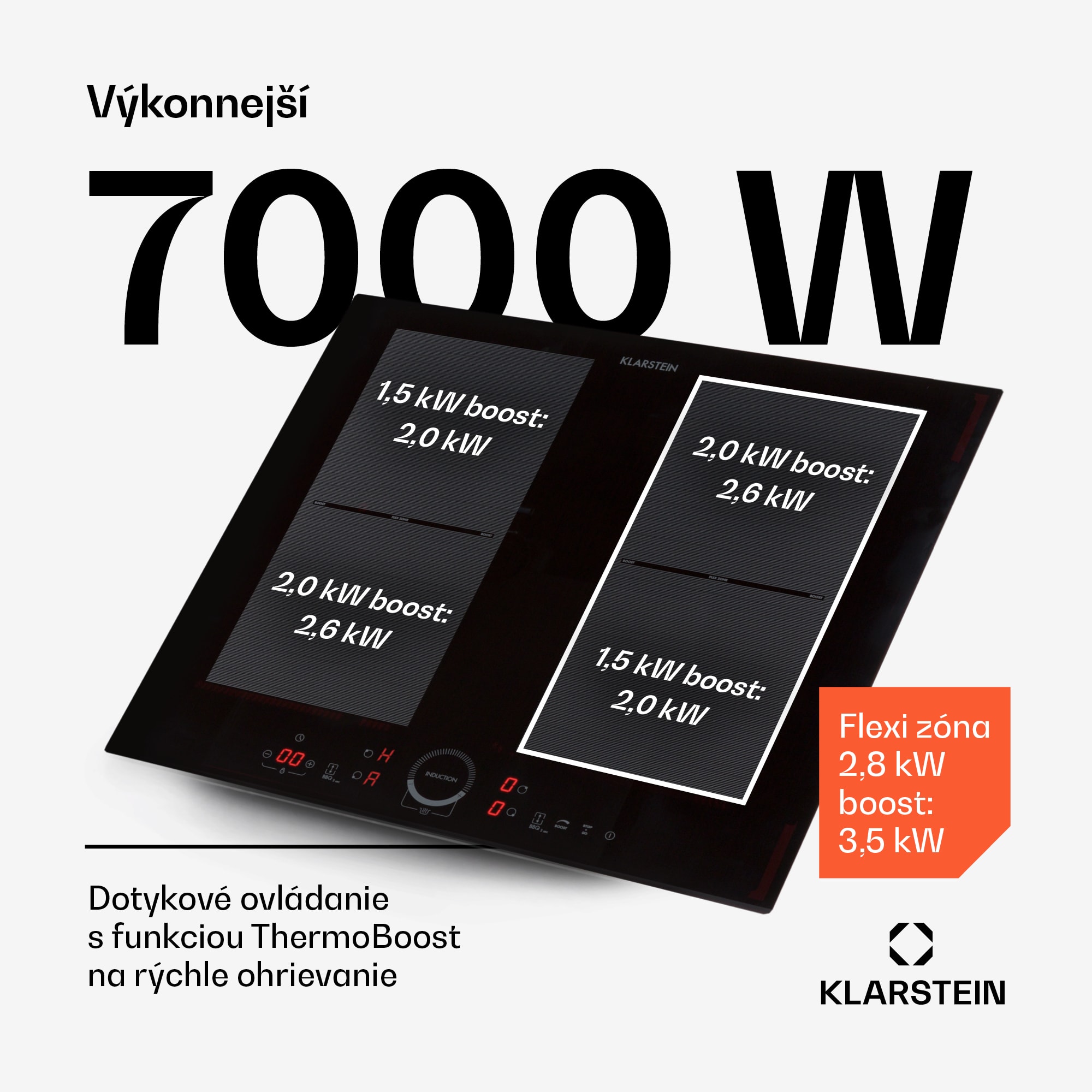 Klarstein Delicatessa 60, vstavaná indukčná varná doska, 7000 W, 4 zóny, sklokeramika, časovač – Obrázok 3