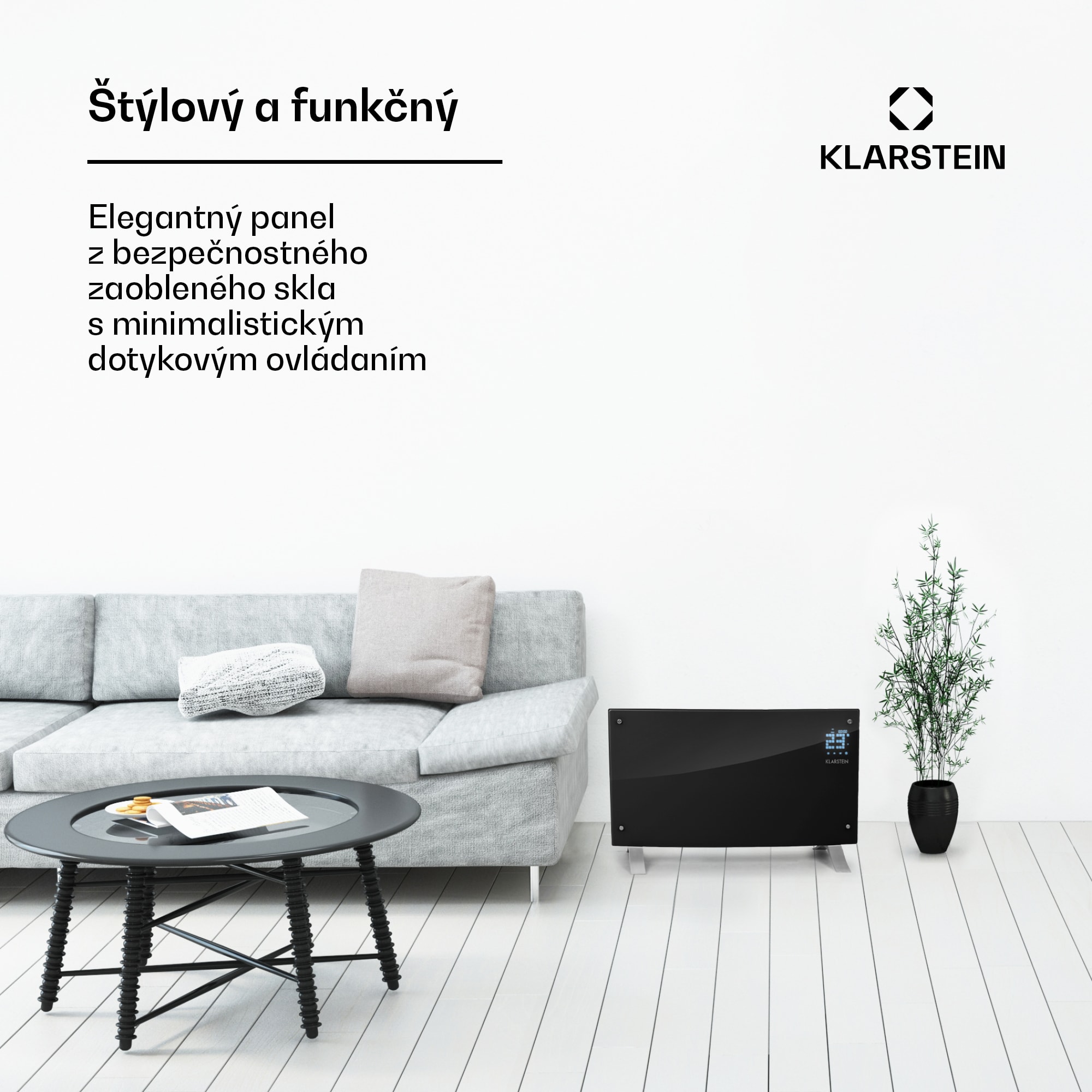 Klarstein Bornholm Curved Ambient, konvektor, 1000/2000 W, čierny – Obrázok 3