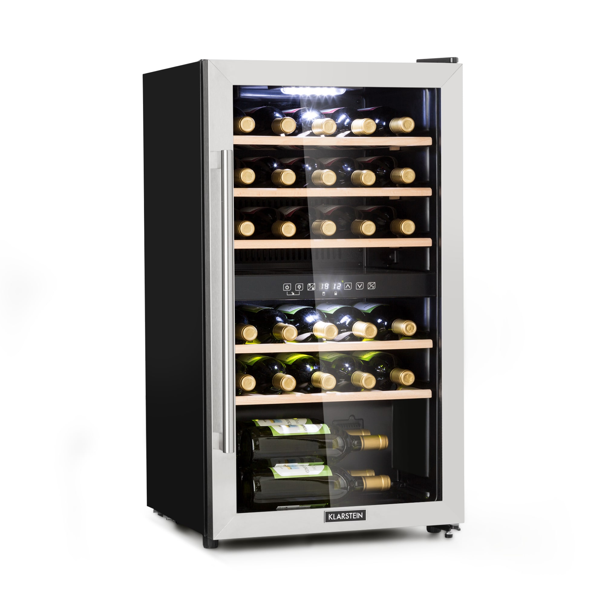 Klarstein Vinamour 29D, vinotéka, 2 zóny, 80 l, 29 fliaš, 5-22°C, dotykové ovládanie