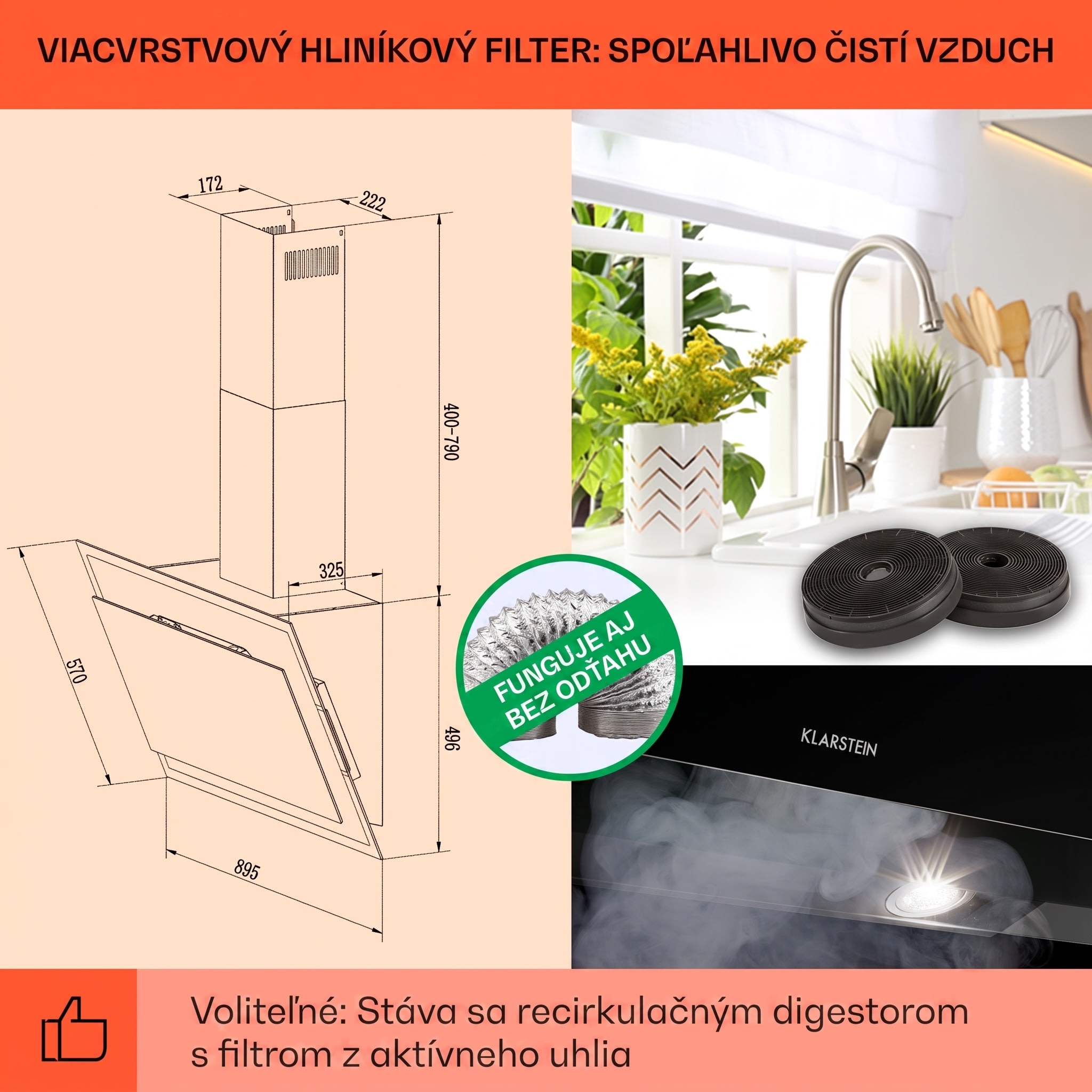 Klarstein Mirage 90, digestor, 90 cm, nástenný, 515 m³/h, A++, dotykový panel, RGB svetlo, čierny – Obrázok 5