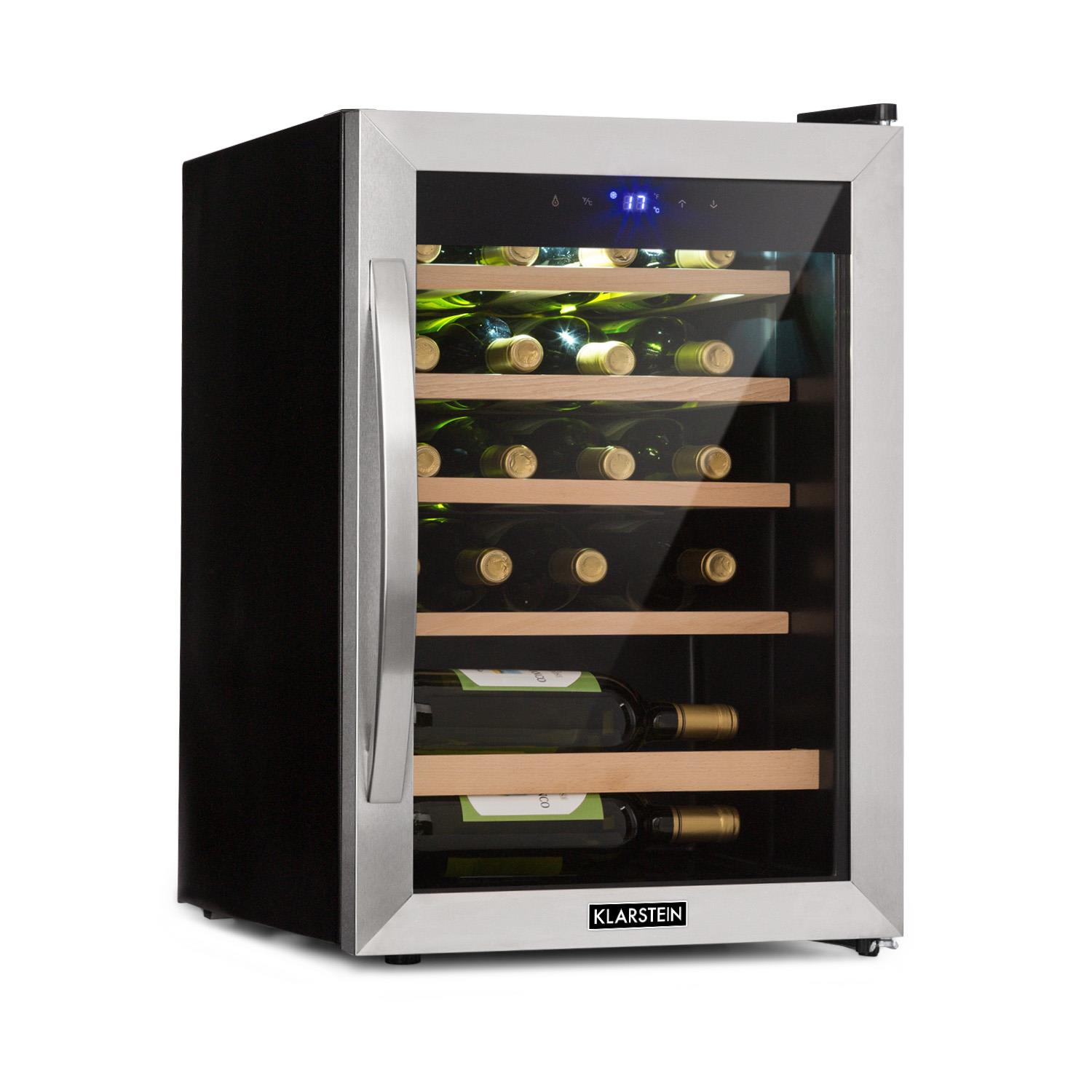 Klarstein Vinamour 19, vinotéka, 62 l, 19 fliaš, 4-18°C, 40 dB, sklo, čierna