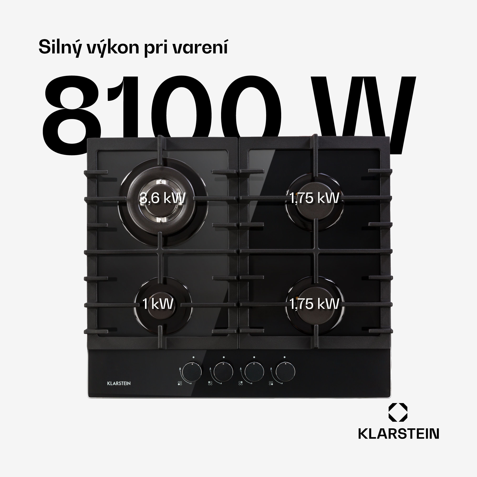 Klarstein Ignito 4-zónová plynová varná doska, 4 horáky, Sabaf horáky, čierna sklokeramika – Obrázok 2