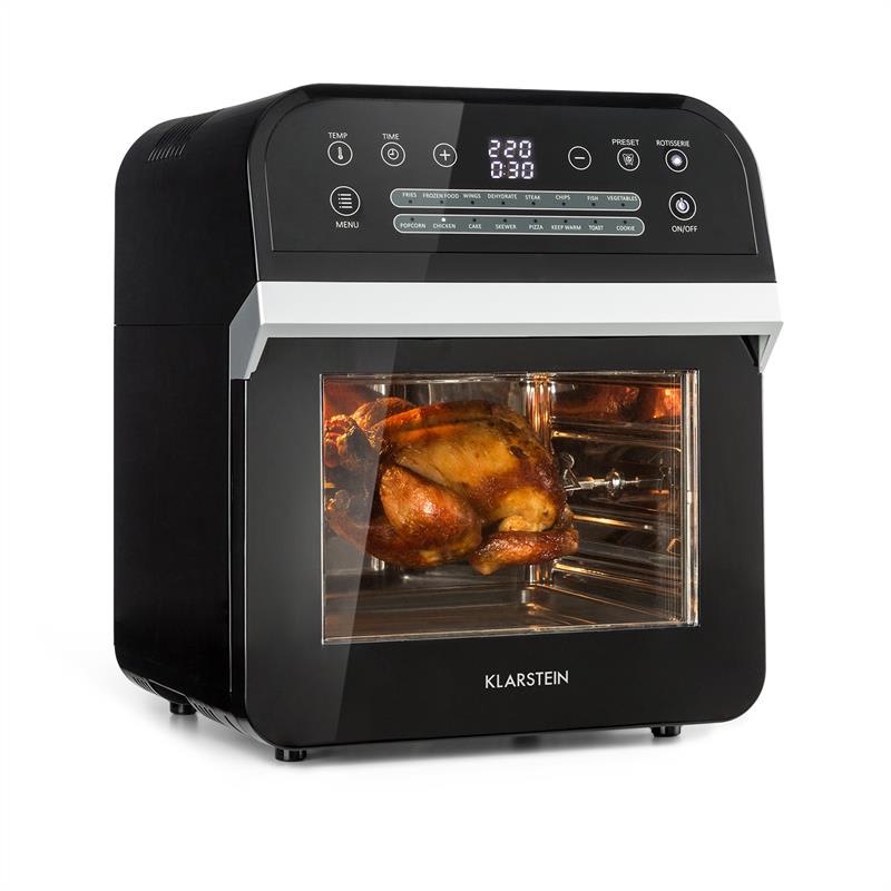 Klarstein AeroVital Cube, teplovzdušná fritéza, 1600 W, 12 l, časovač, 16 programov, čierna
