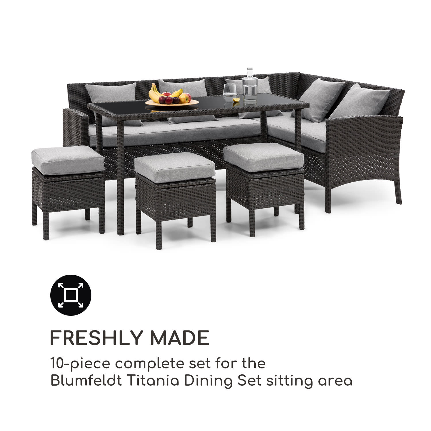 Blumfeldt Titania Dining Set, poťahy na čalúnenie, 10 kusov, 100 % polyester, svetlosivé – Obrázok 2