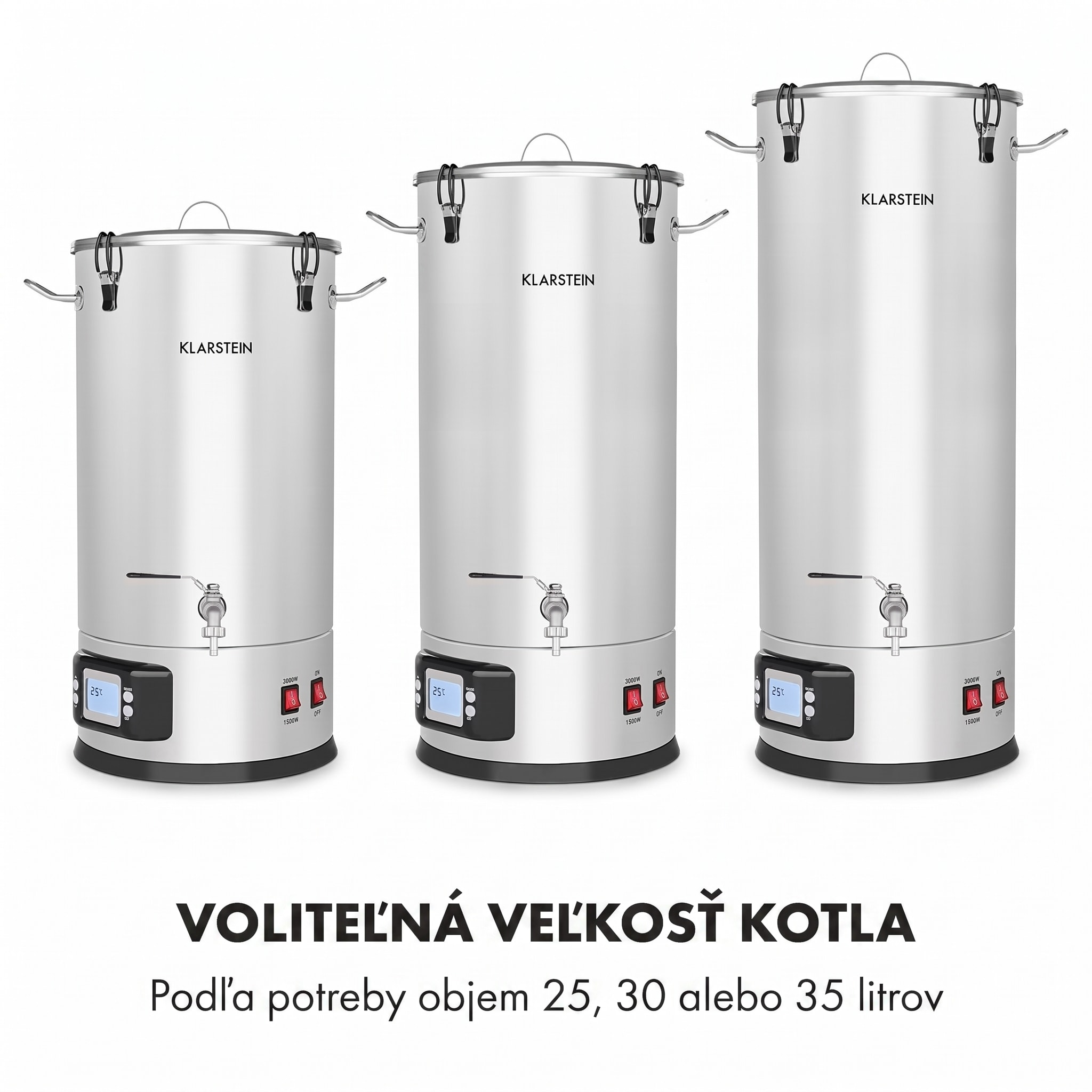 Klarstein Maischfest 30, sladový kotol, 5 dielov, 30 l, 1500/3000 W, dotykový LCD, nehrdzavejúca oceľ – Obrázok 2