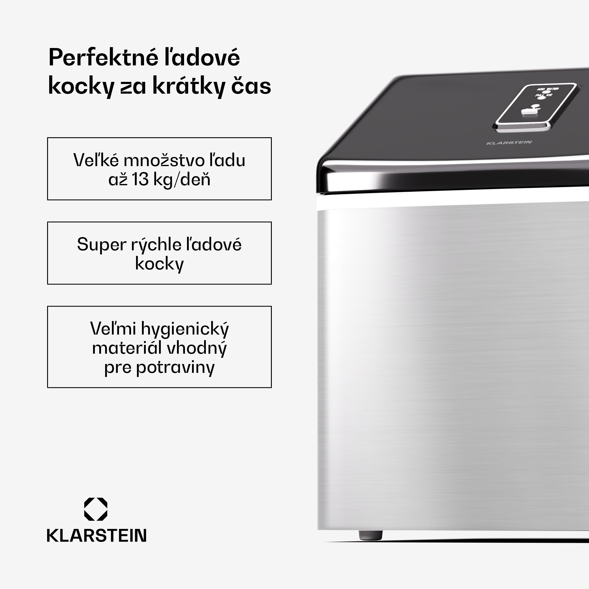 Klarstein Clearcube výrobník ľadu čierny nerez, 13 kg/24 h číry ľad – Obrázok 2