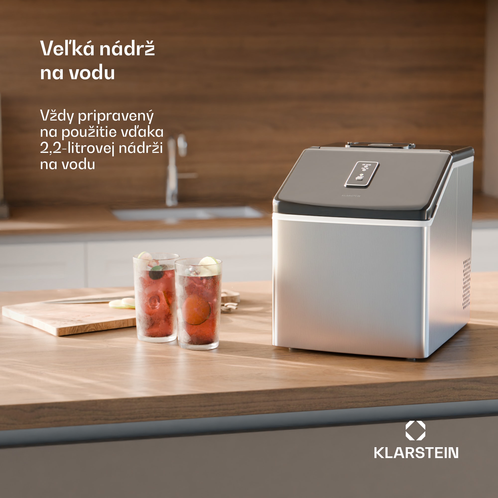 Klarstein Clearcube výrobník ľadu čierny nerez, 13 kg/24 h číry ľad – Obrázok 3