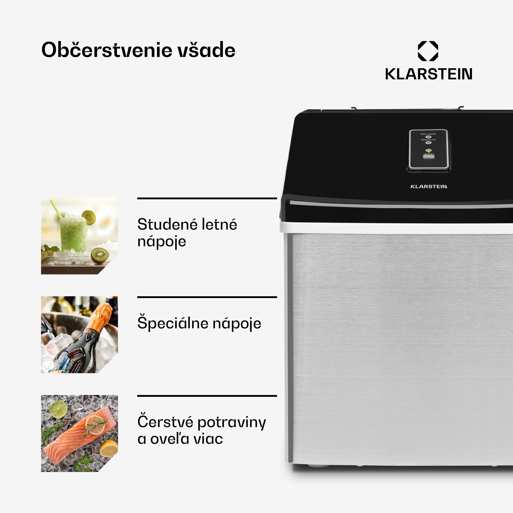 Klarstein Clearcube výrobník ľadu čierny nerez, 13 kg/24 h číry ľad – Obrázok 5