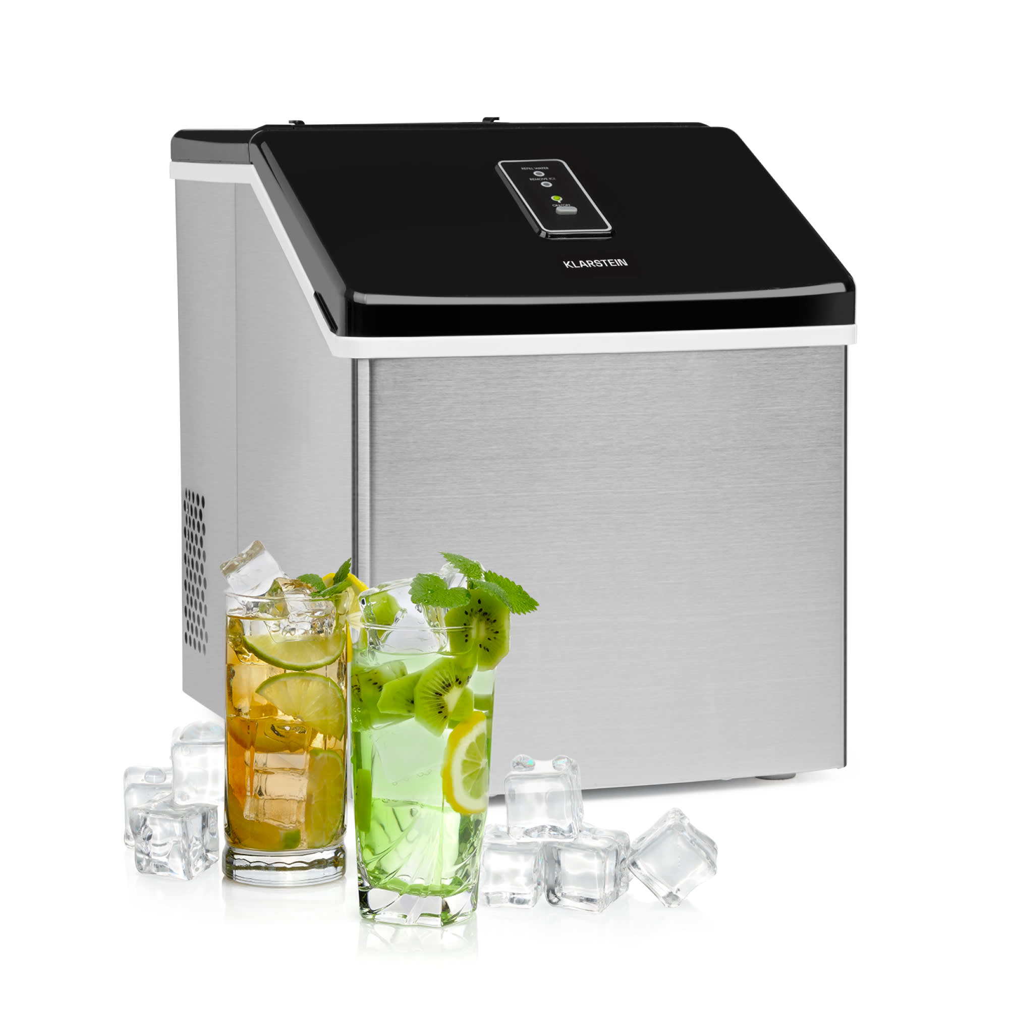 Klarstein Clearcube výrobník ľadu čierny nerez, 13 kg/24 h číry ľad
