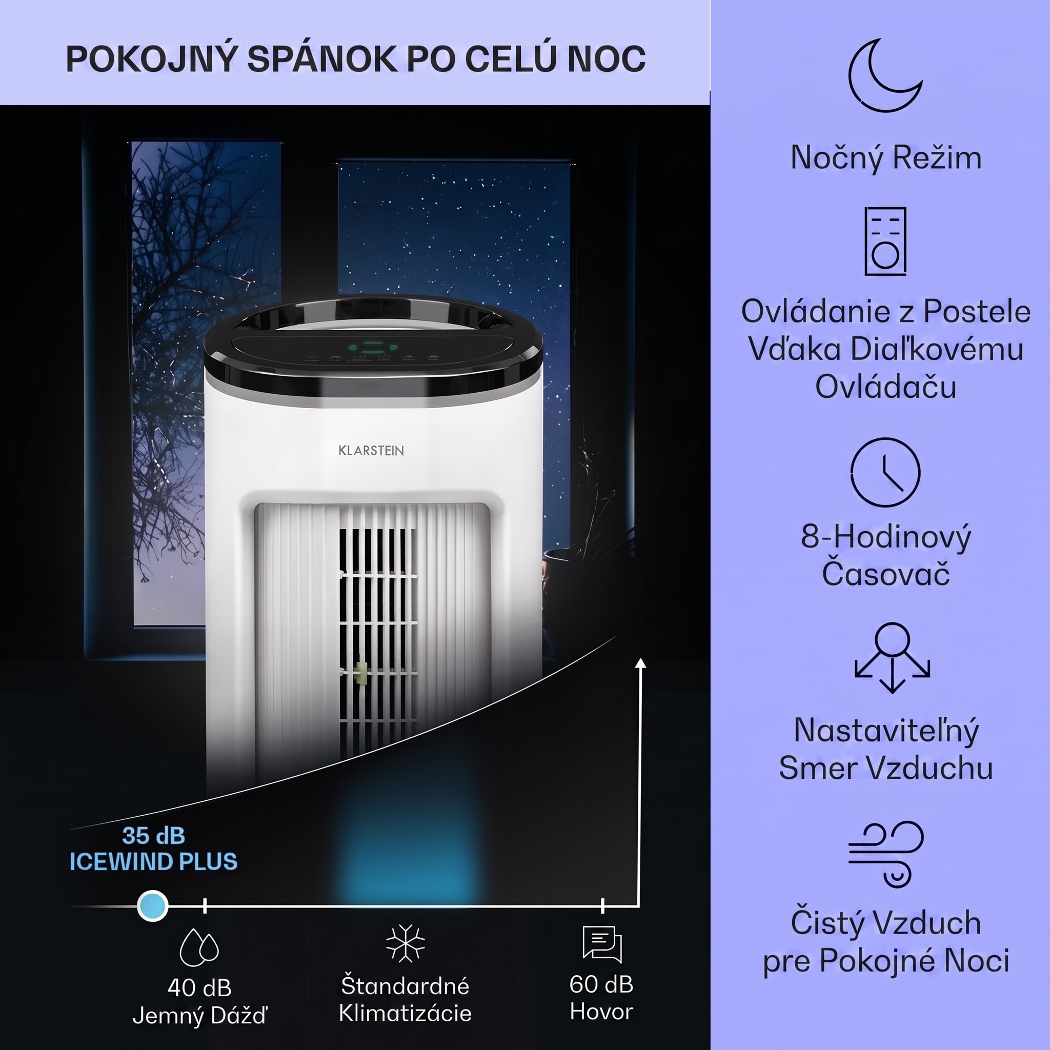 Klarstein IceWind Plus, 4 v 1 ochladzovač vzduchu, ventilátor, zvlhčovač vzduchu, čistička vzduchu, ionizátor, 65 W, 330 m³/h, 7 l, 4 rýchlosti, oscilácia, časovač, diaľkový ovládač, mobilný – Obrázok 3