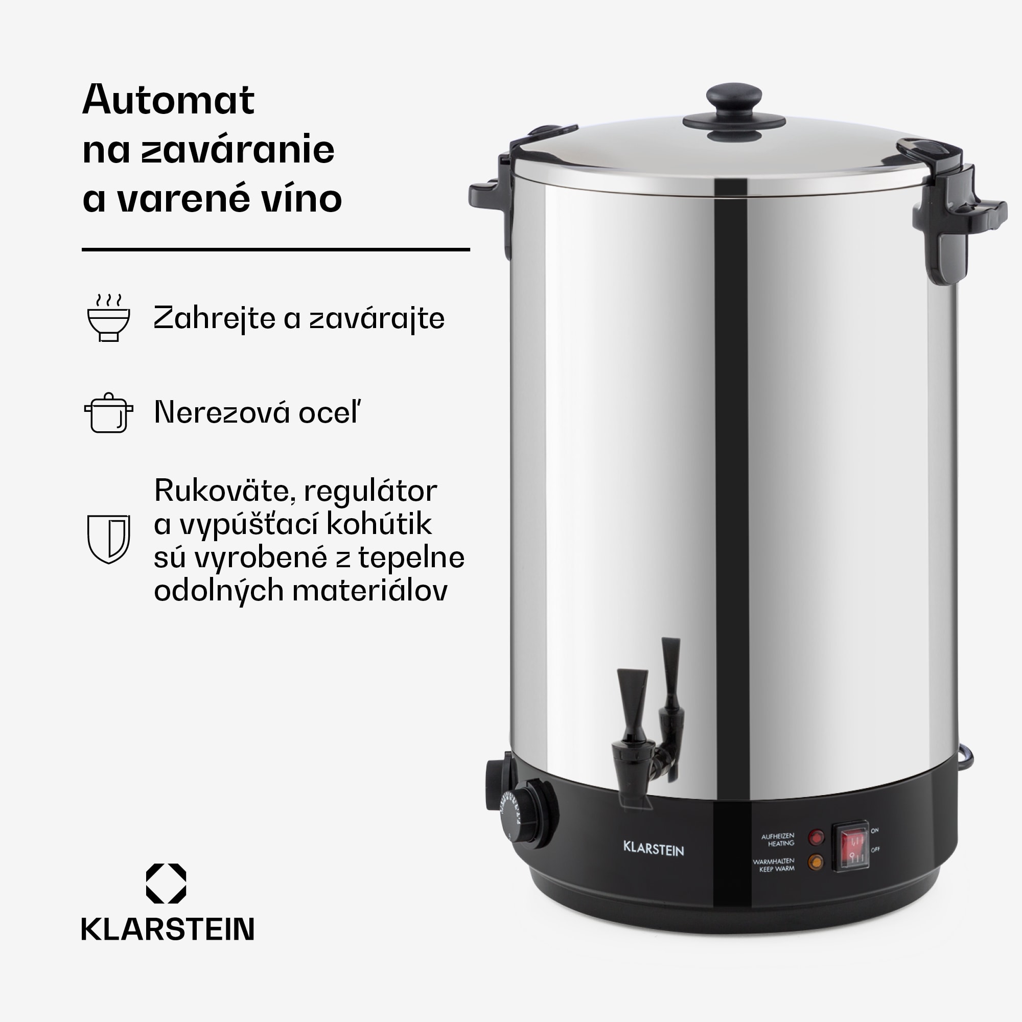 Klarstein KonfiStar 50, zavárací hrniec, dávkovač nápojov, 50 l, 110 °C, 120 min, nehrdzavejúca oceľ – Obrázok 3