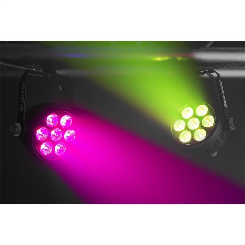 Beamz BAC500, Aluminium, ProPar, 7 x 14 W 7 v 1 LED dióda, RGBA-UV-CW/WW, čierny – Obrázok 3