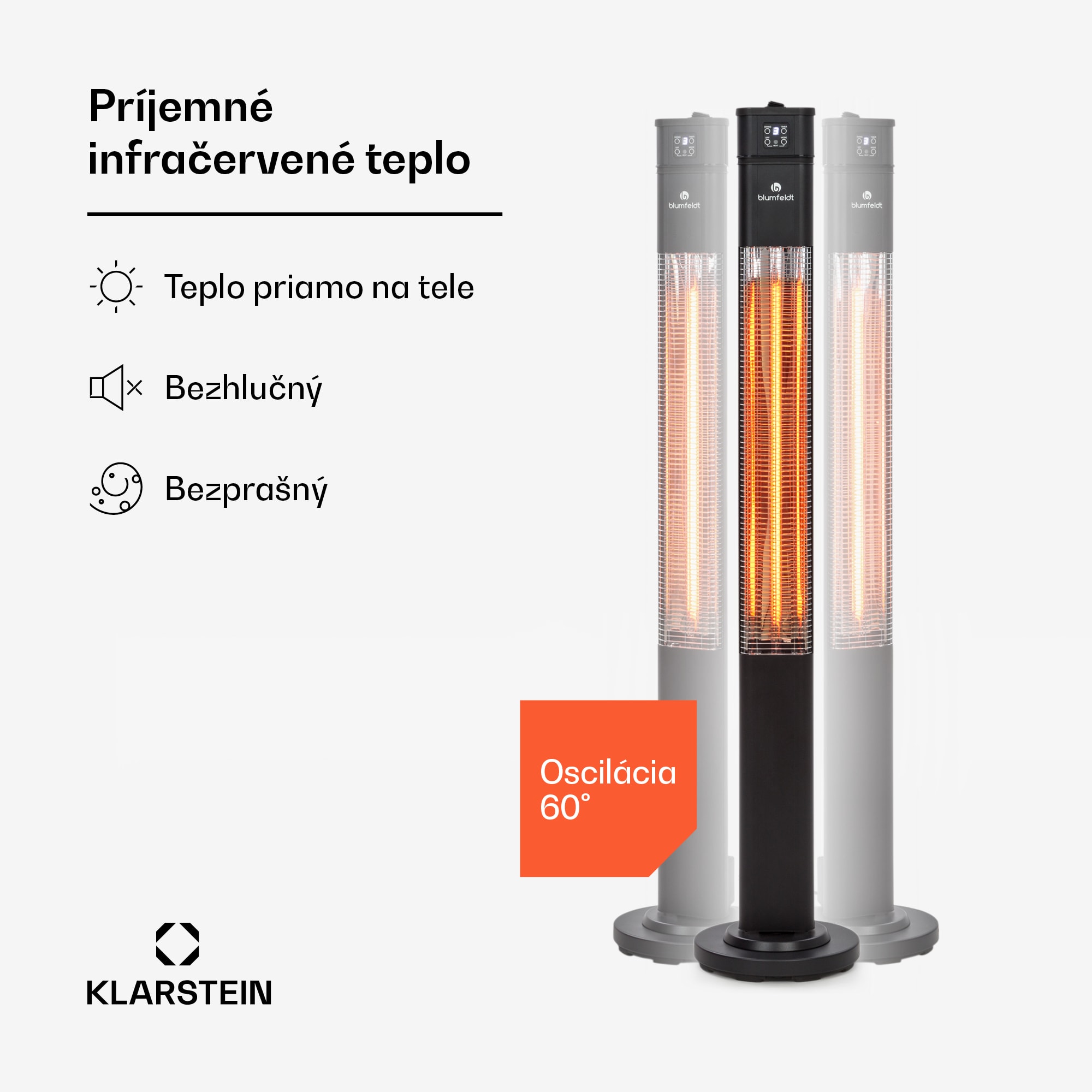 Blumfeldt Heat Guru, infračervený ohrievač, 2000 W, 3 stupne ohrevu, diaľkový ovládač, čierny – Obrázok 2