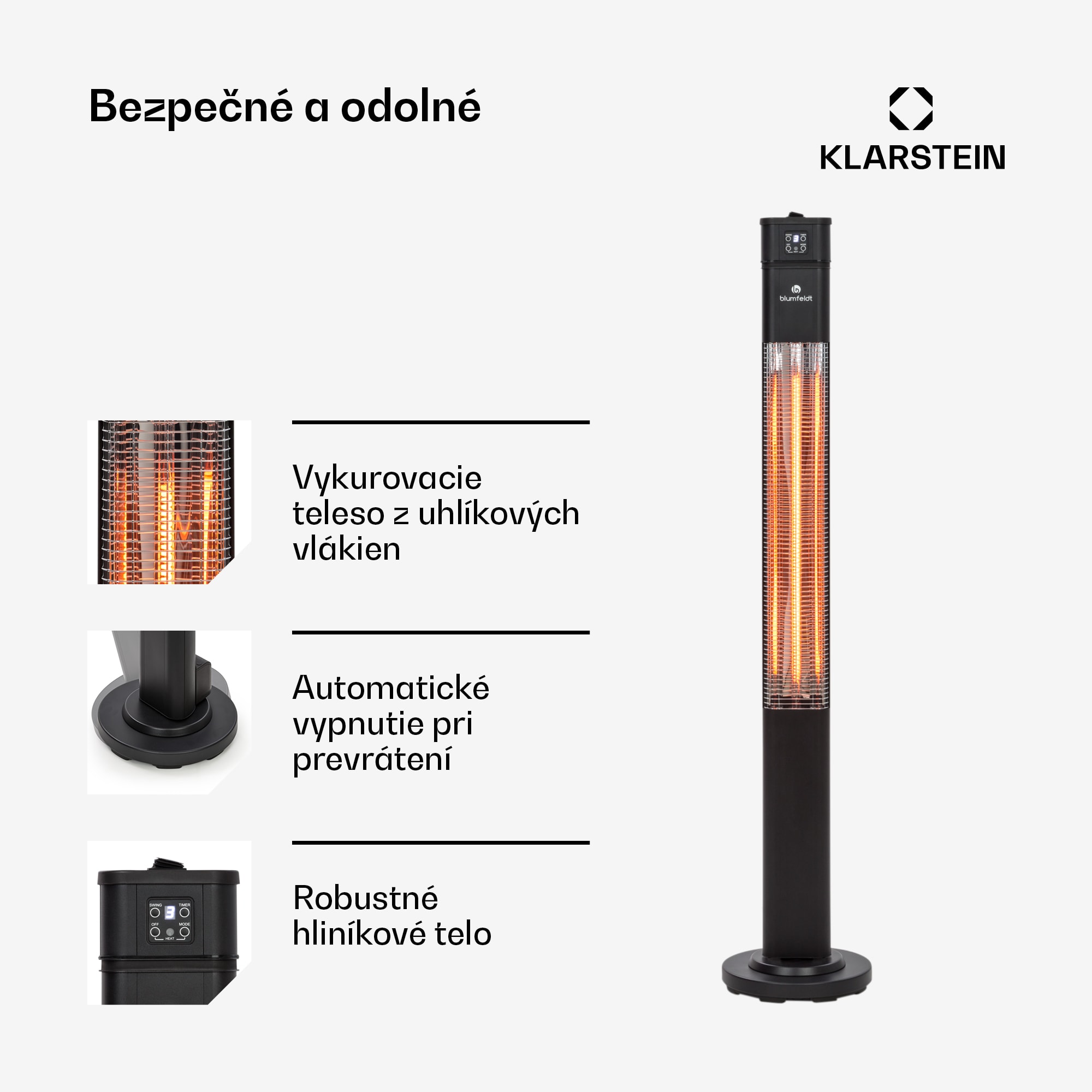 Blumfeldt Heat Guru, infračervený ohrievač, 2000 W, 3 stupne ohrevu, diaľkový ovládač, čierny – Obrázok 5