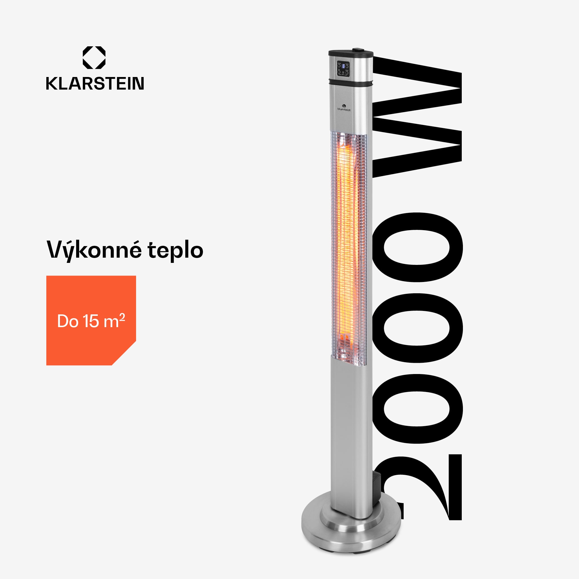 Blumfeldt Heat Guru, infračervený ohrievač, 2000 W, 3 stupne ohrevu, diaľkový ovládač, strieborný – Obrázok 2