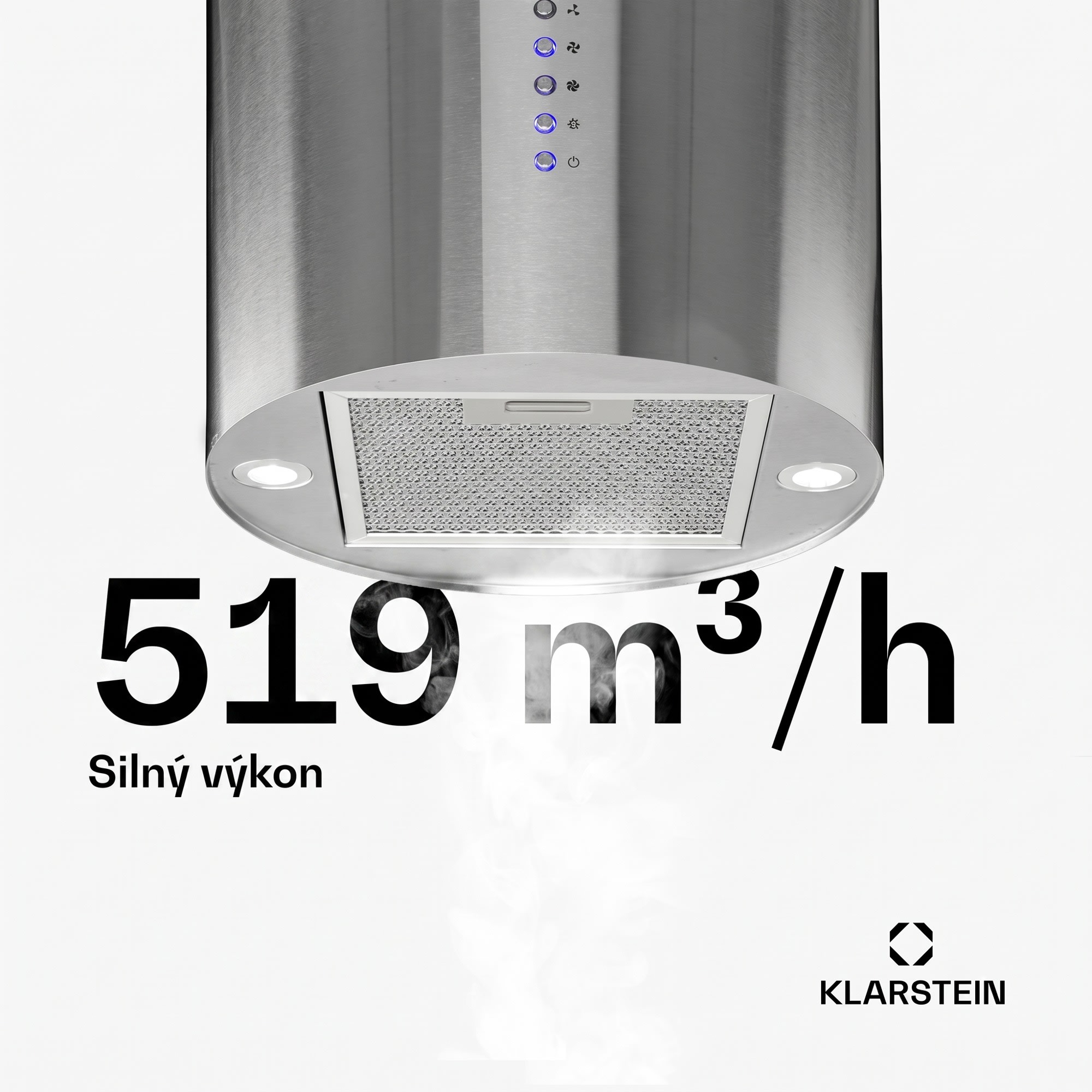 Klarstein Beretta ostrovná digestor Ø35cm odťah/recirkulácia 519 m³/h LED nerezová oceľ – Obrázok 4