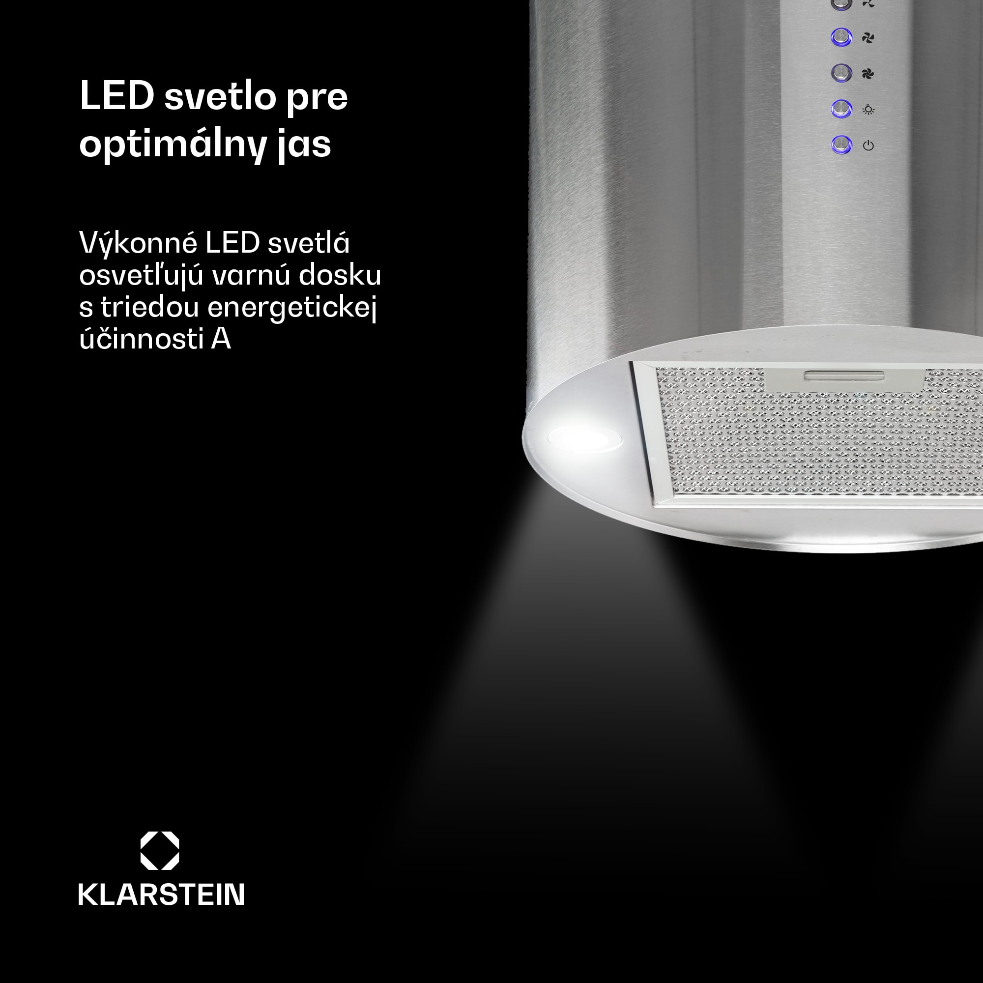 Klarstein Beretta ostrovná digestor Ø35cm odťah/recirkulácia 519 m³/h LED nerezová oceľ – Obrázok 5