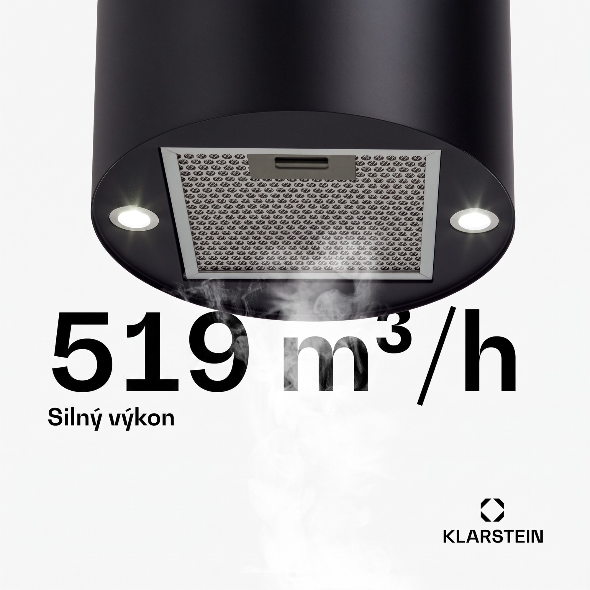 Klarstein Beretta, digestor, 35 cm, ostrovčekový, 519m³/h, LED, čierny – Obrázok 4