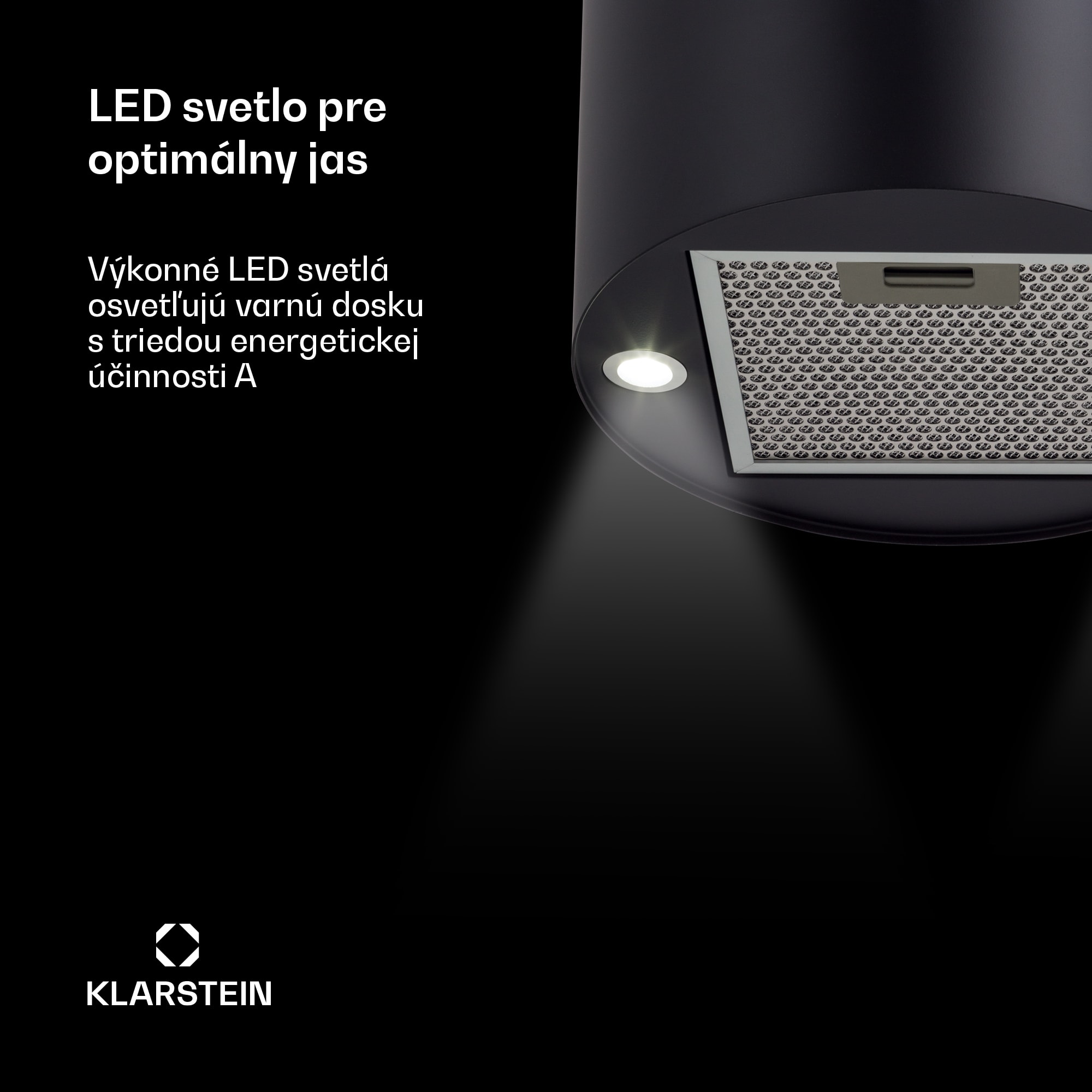 Klarstein Beretta, digestor, 35 cm, ostrovčekový, 519m³/h, LED, čierny – Obrázok 5
