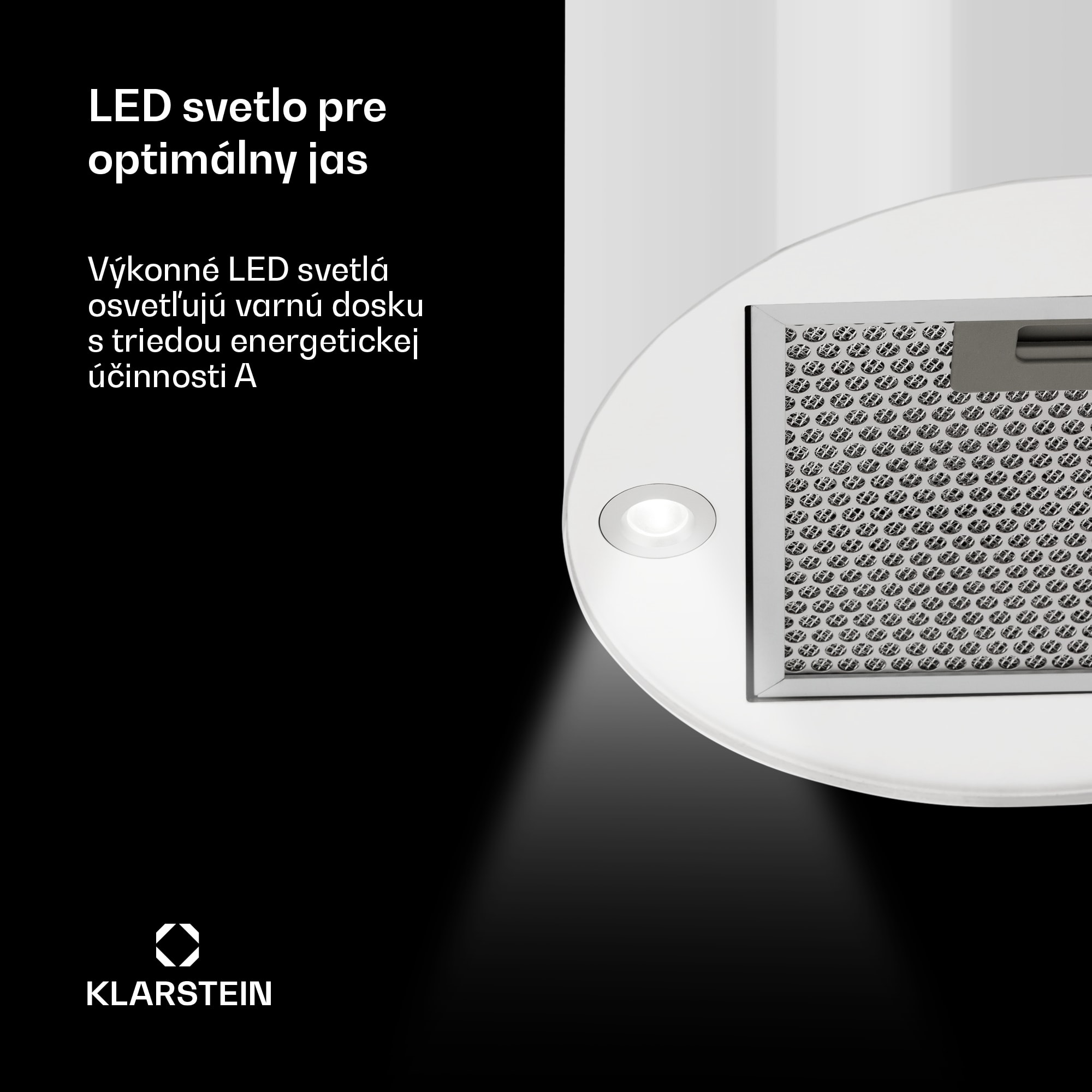 Klarstein Beretta, digestor, 35 cm, ostrovčekový, 519m³/h, LED, biely – Obrázok 5