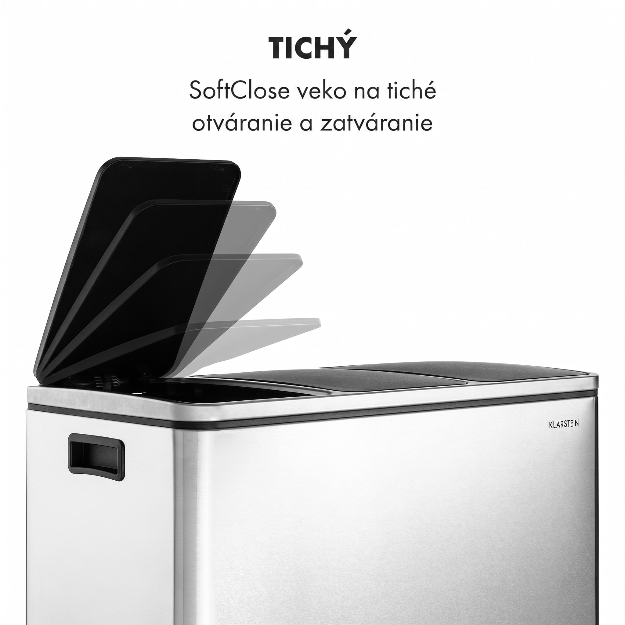Klarstein Grandmaster Trash, pedálový odpadkový kôš, 54 l/3 x 18 l, tichý, PP, ušľachtilá oceľ – Obrázok 3