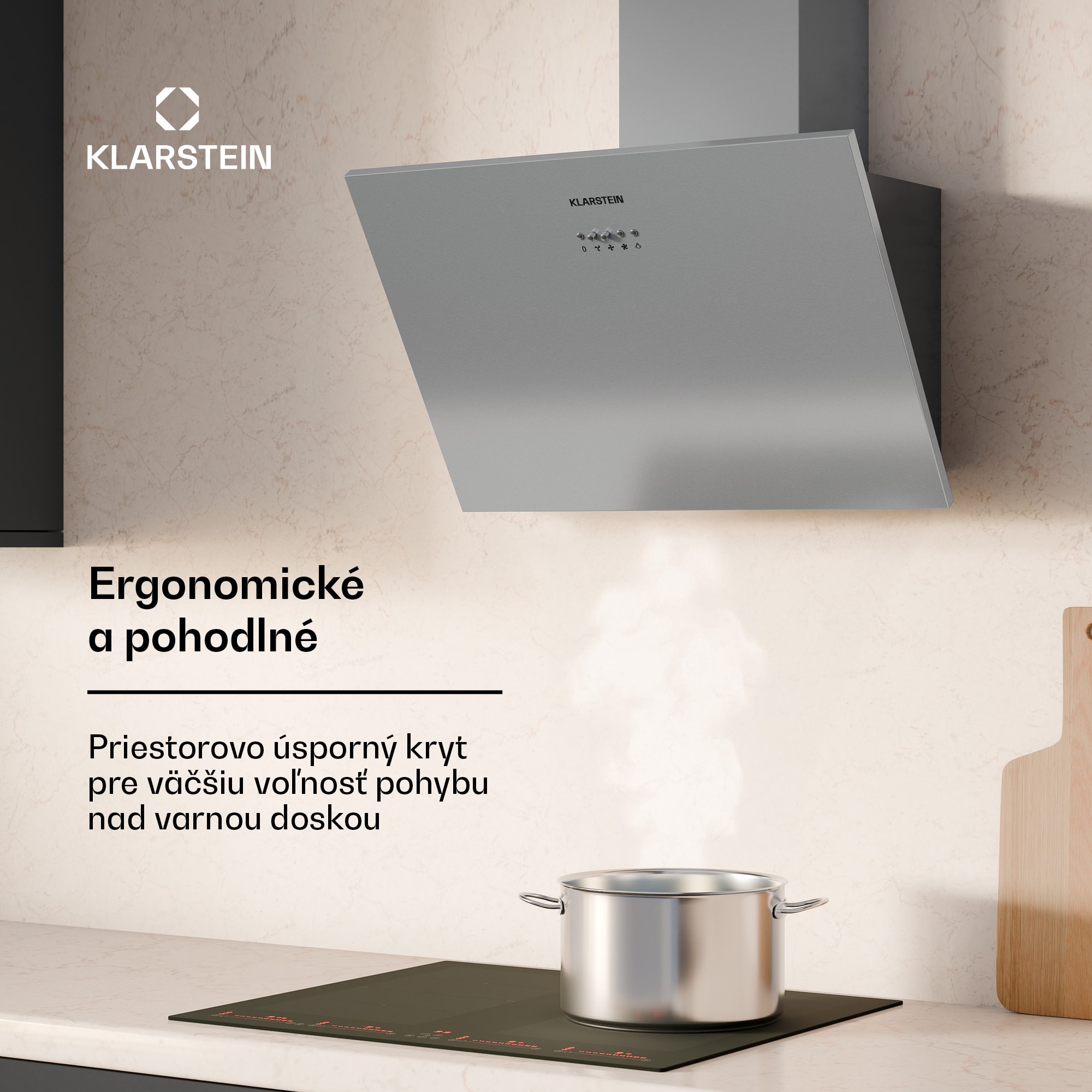Klarstein Silver Lining 60, digestor, 60 cm, nástenný, 542 m³/h, A, nehrdzavejúca oceľ – Obrázok 2