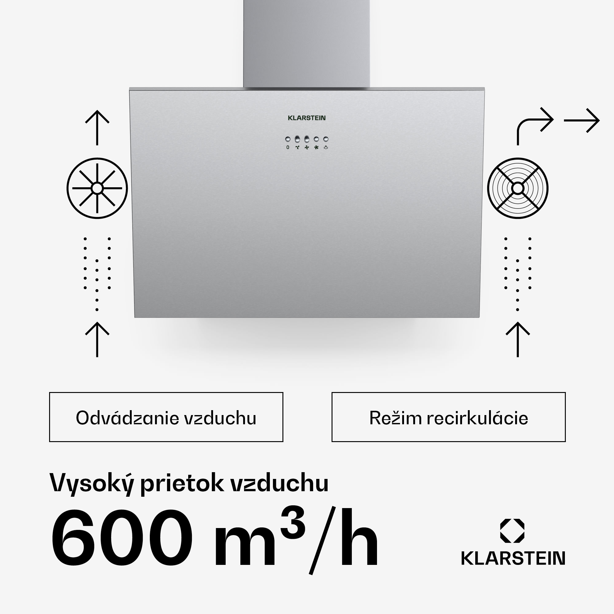 Klarstein Silver Lining 60, digestor, 60 cm, nástenný, 542 m³/h, A, nehrdzavejúca oceľ – Obrázok 3