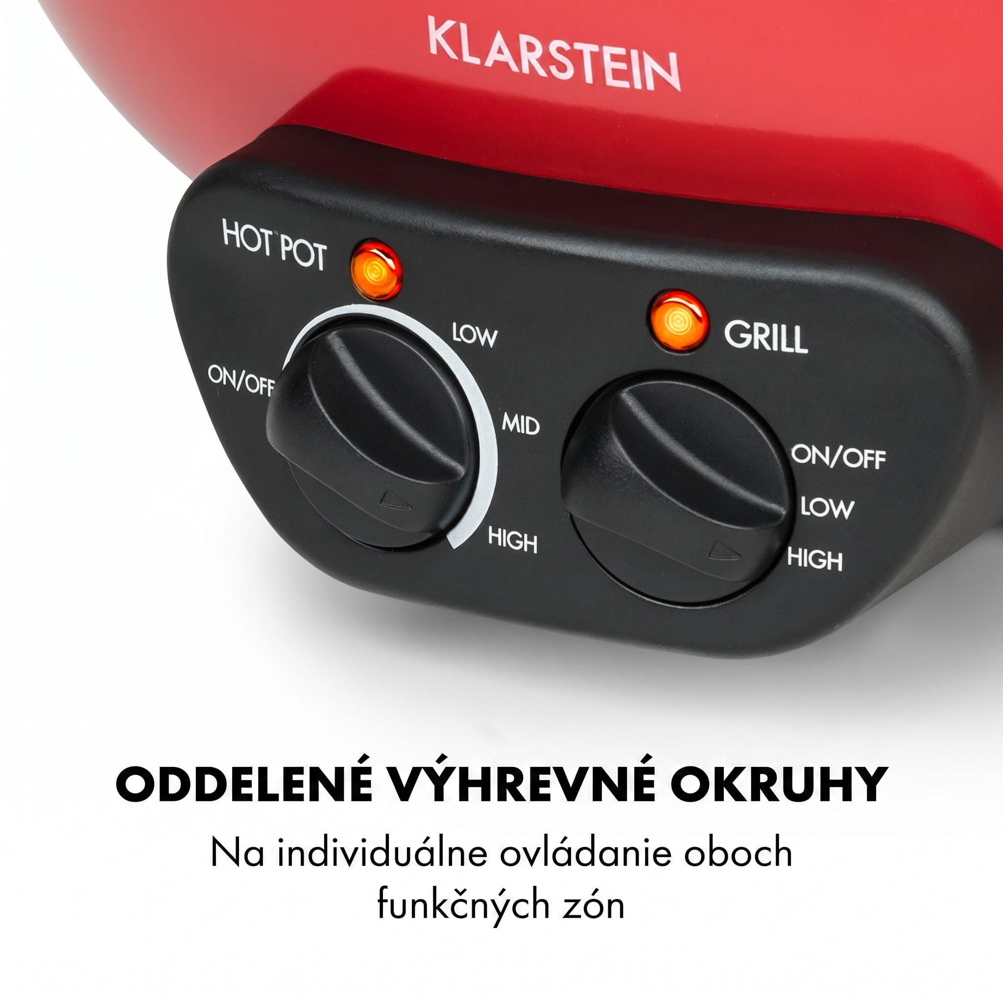 Klarstein Szechuan Hot Pot a grilovacia platňa 5 l, 1350 W, 600 W červená – Obrázok 3