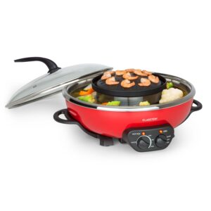 Klarstein Szechuan Hot Pot a grilovacia platňa 5 l, 1350 W, 600 W červená