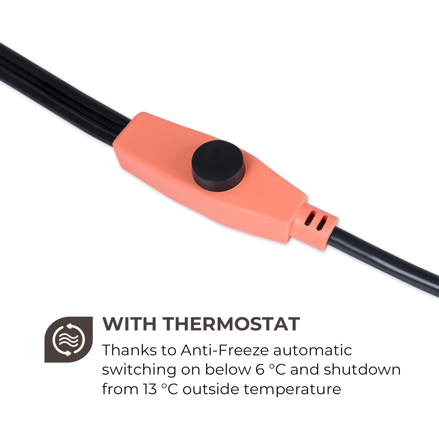 Waldbeck Flow Wire, kábel na ochranu proti zamrznutiu, 4 m, s termostatom, IP68 – Obrázok 3