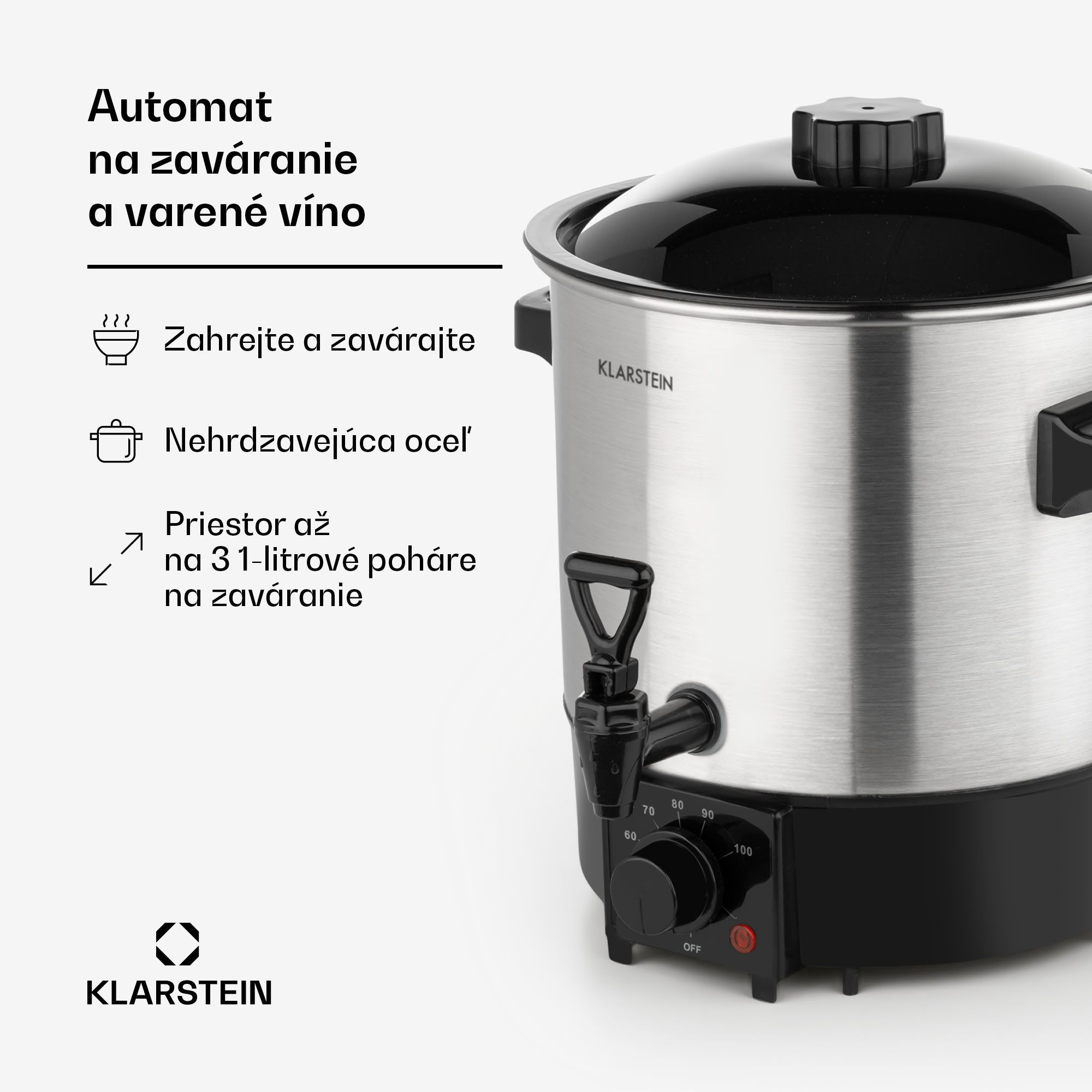 Klarstein Biggie Eco, zavárací hrniec a dávkovač nápojov, 9 l, 1000 W, 30 – 100 °C, výčapný kohútik – Obrázok 2