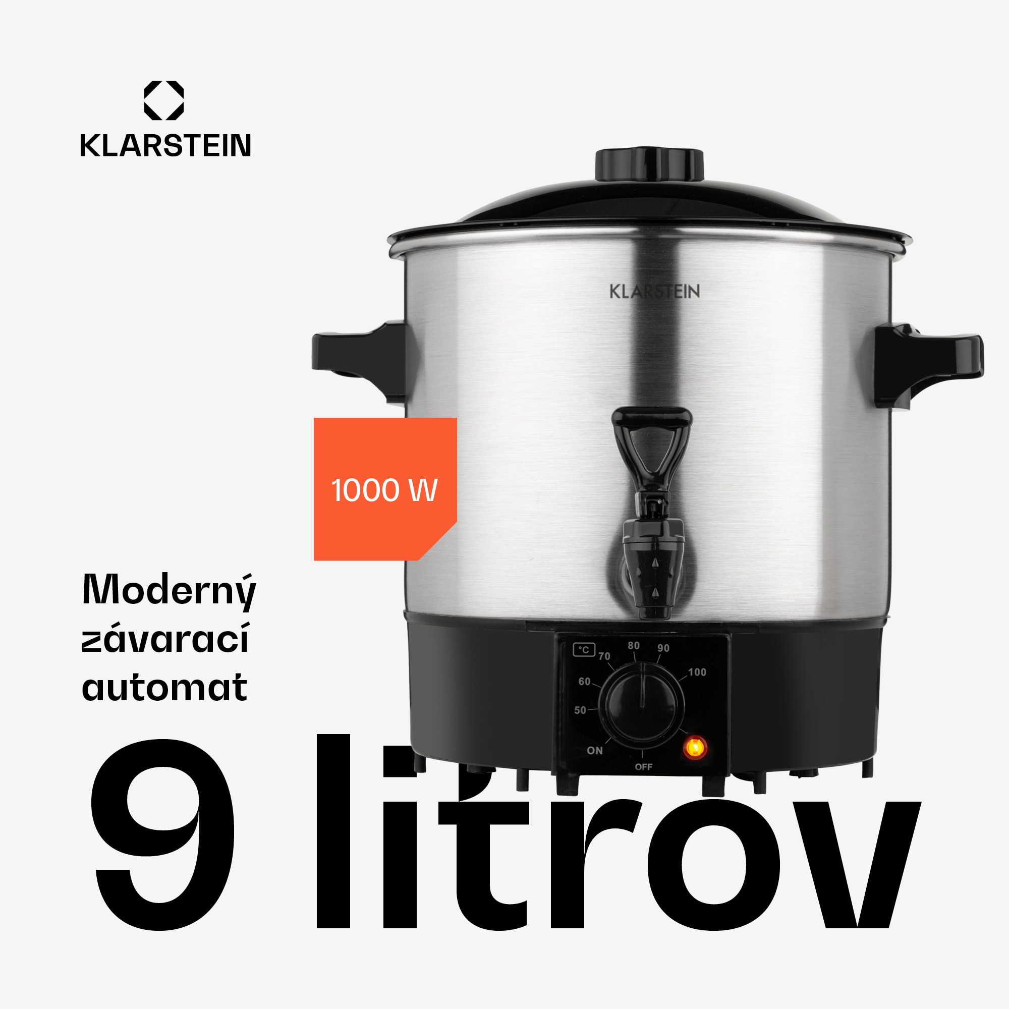Klarstein Biggie Eco, zavárací hrniec a dávkovač nápojov, 9 l, 1000 W, 30 – 100 °C, výčapný kohútik – Obrázok 3