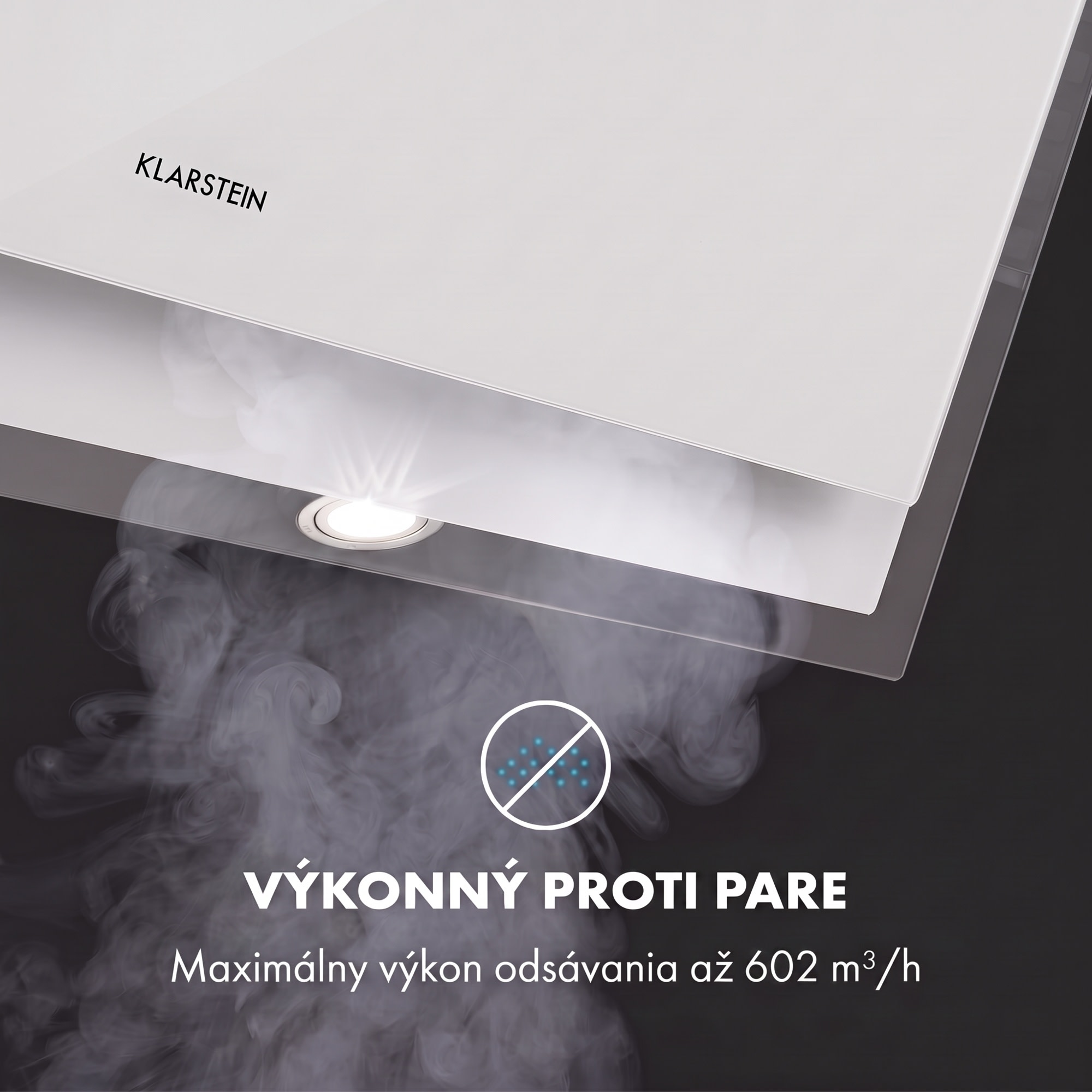 Klarstein Mirage 90, digestor, 90 cm, nástenný, 515 m³/h, A++, dotykový panel, RGB svetlo, biely – Obrázok 3