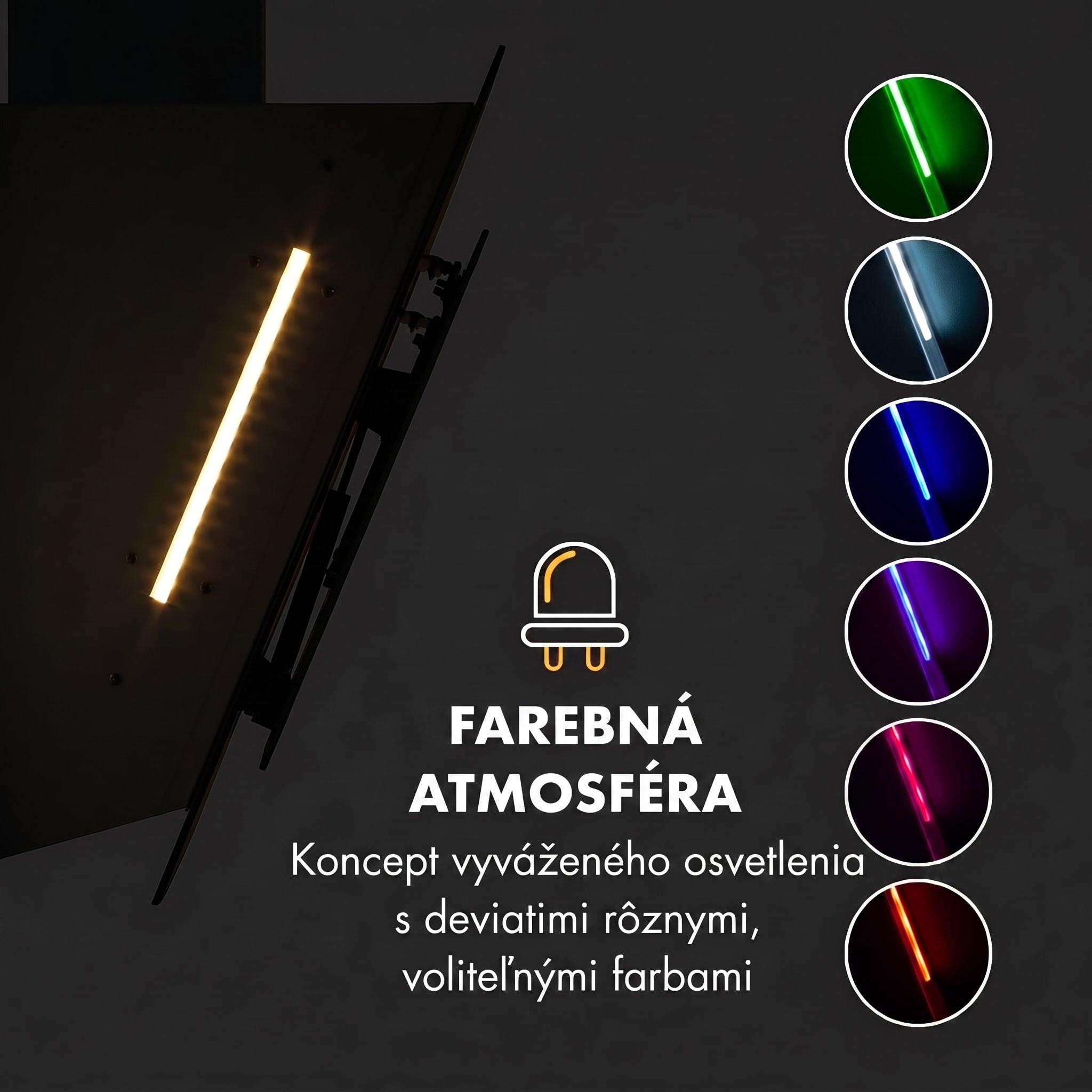 Klarstein Mirage 90, digestor, 90 cm, nástenný, 515 m³/h, A++, dotykový panel, RGB svetlo, biely – Obrázok 5