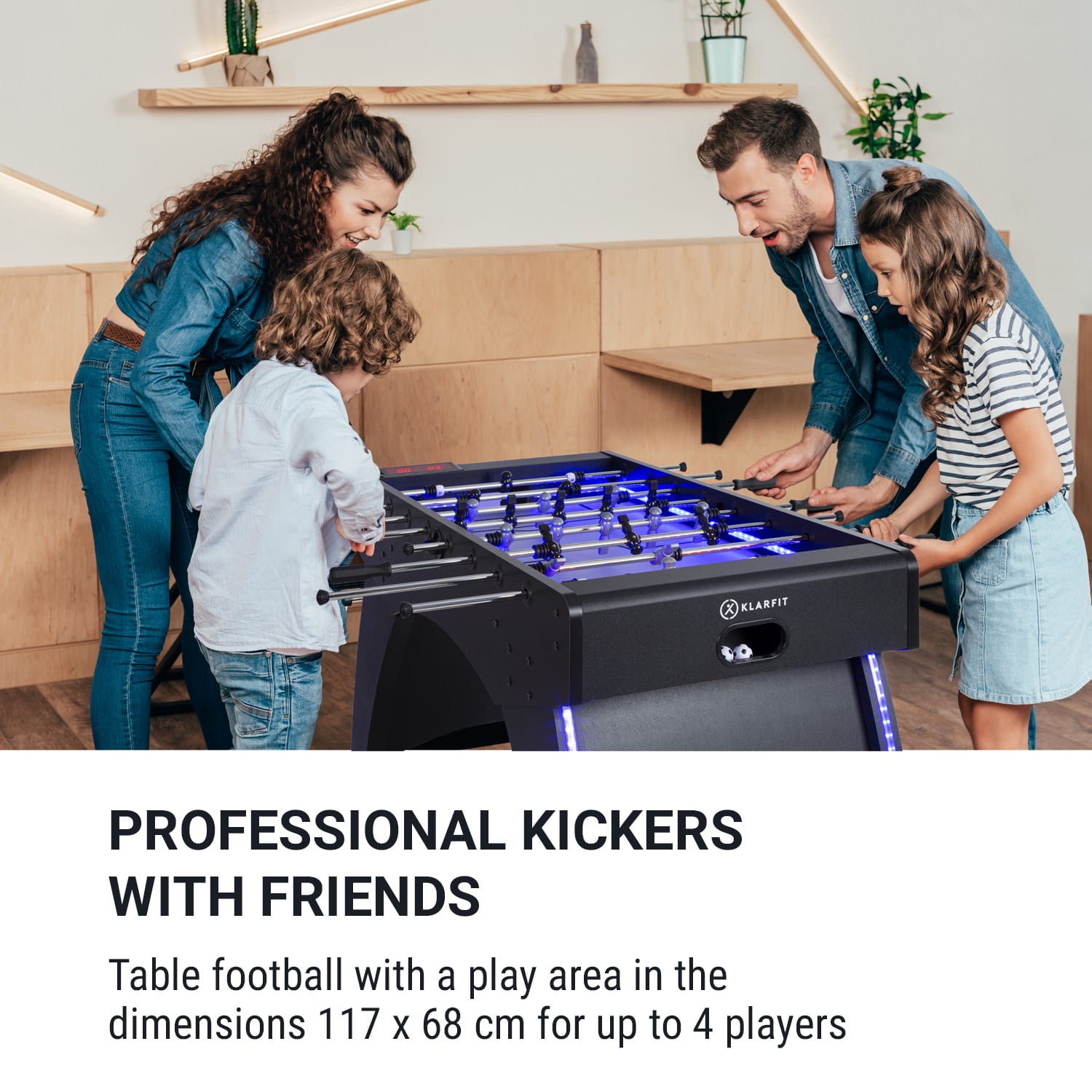KLARFIT Arrowhead, stolný futbal, 117 x 68, LED osvetlenie, automatické počítanie gólov, čierny – Obrázok 5