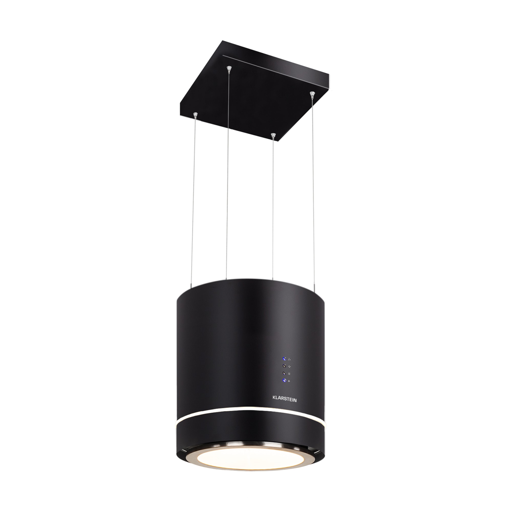 Klarstein Tron Ambience, digestor, 38 cm, ostrovčekový, 521 m³/h, LED, čierny
