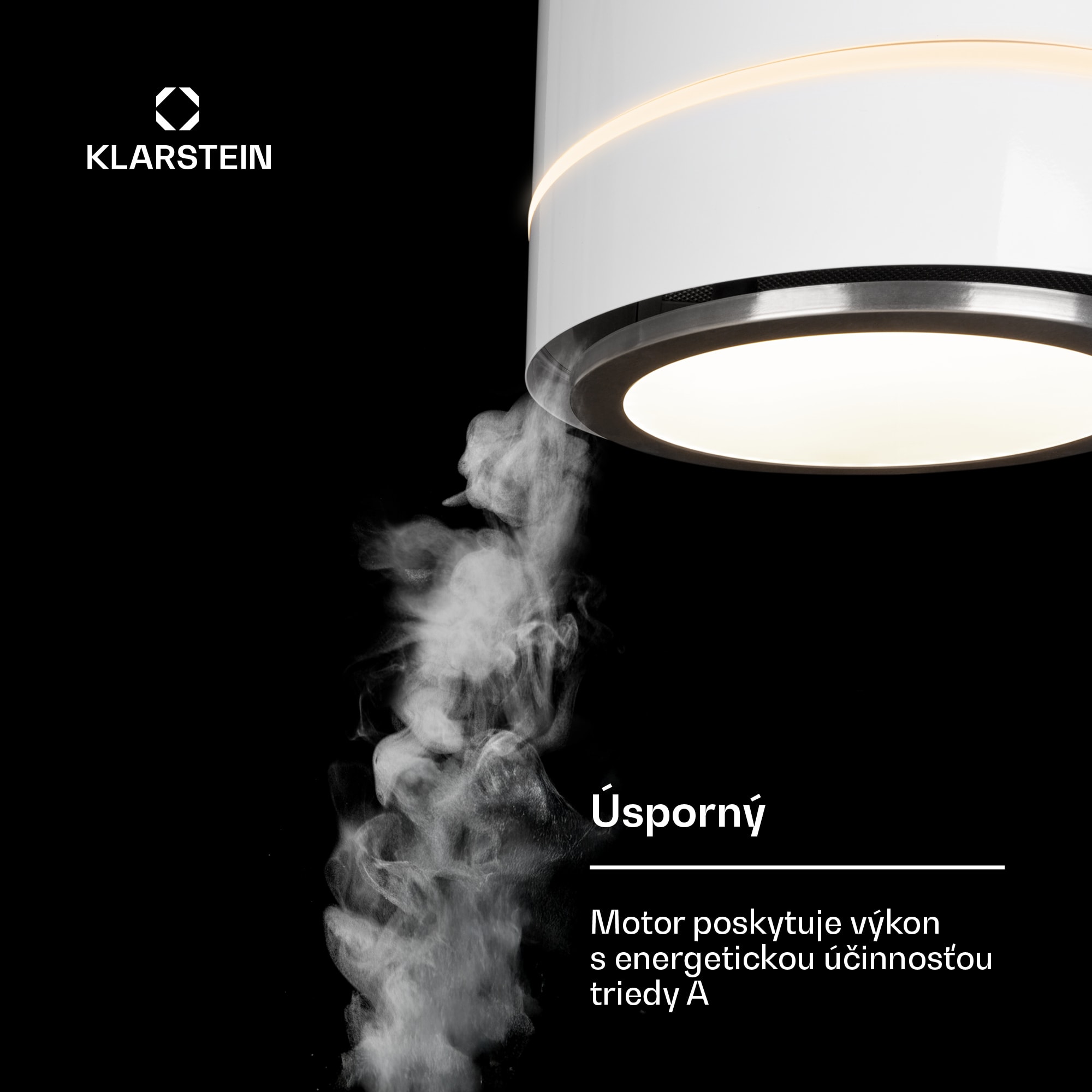 Klarstein Tron Ambience, digestor, 38 cm, ostrovčekový, 521 m³/h, LED, biely – Obrázok 4