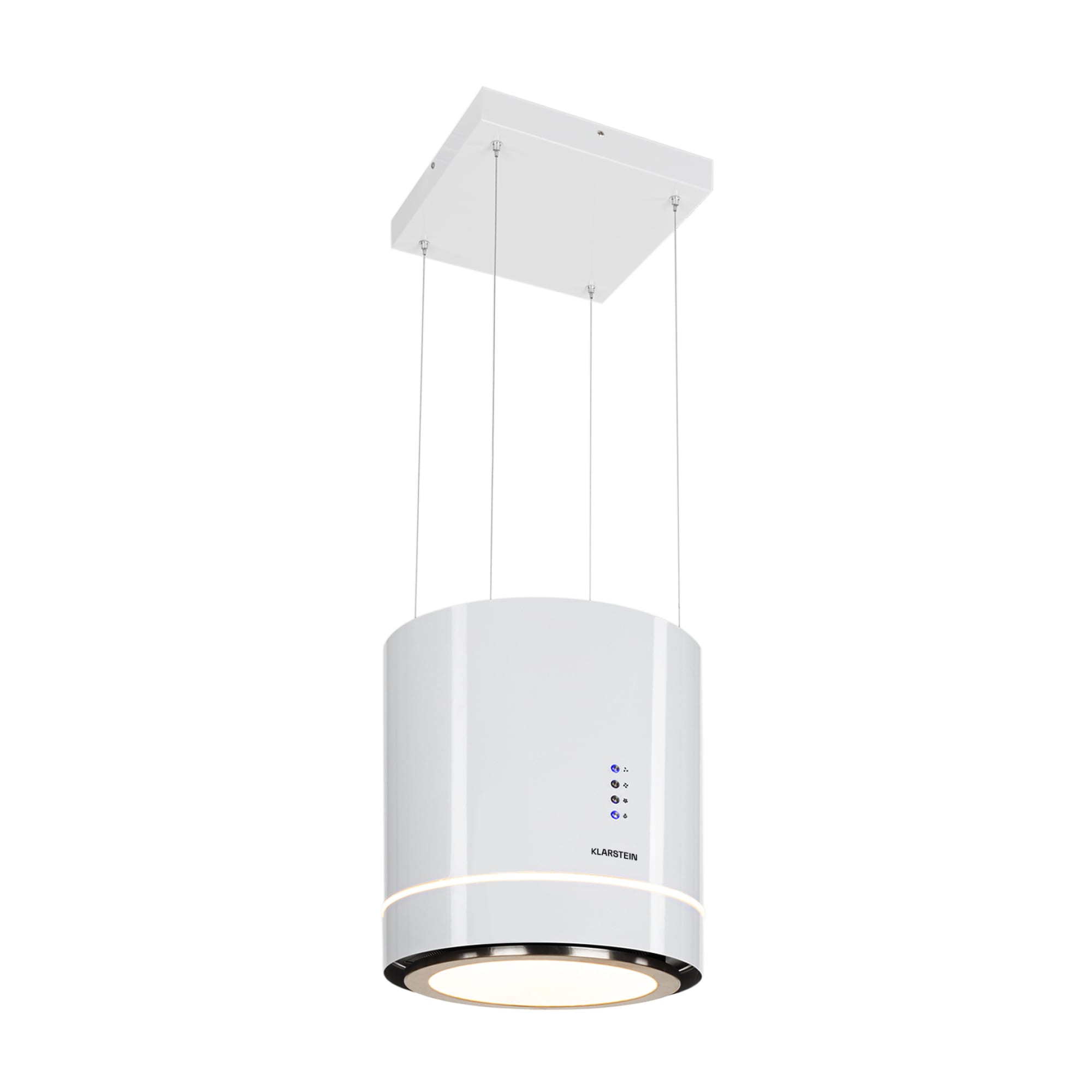 Klarstein Tron Ambience, digestor, 38 cm, ostrovčekový, 521 m³/h, LED, biely
