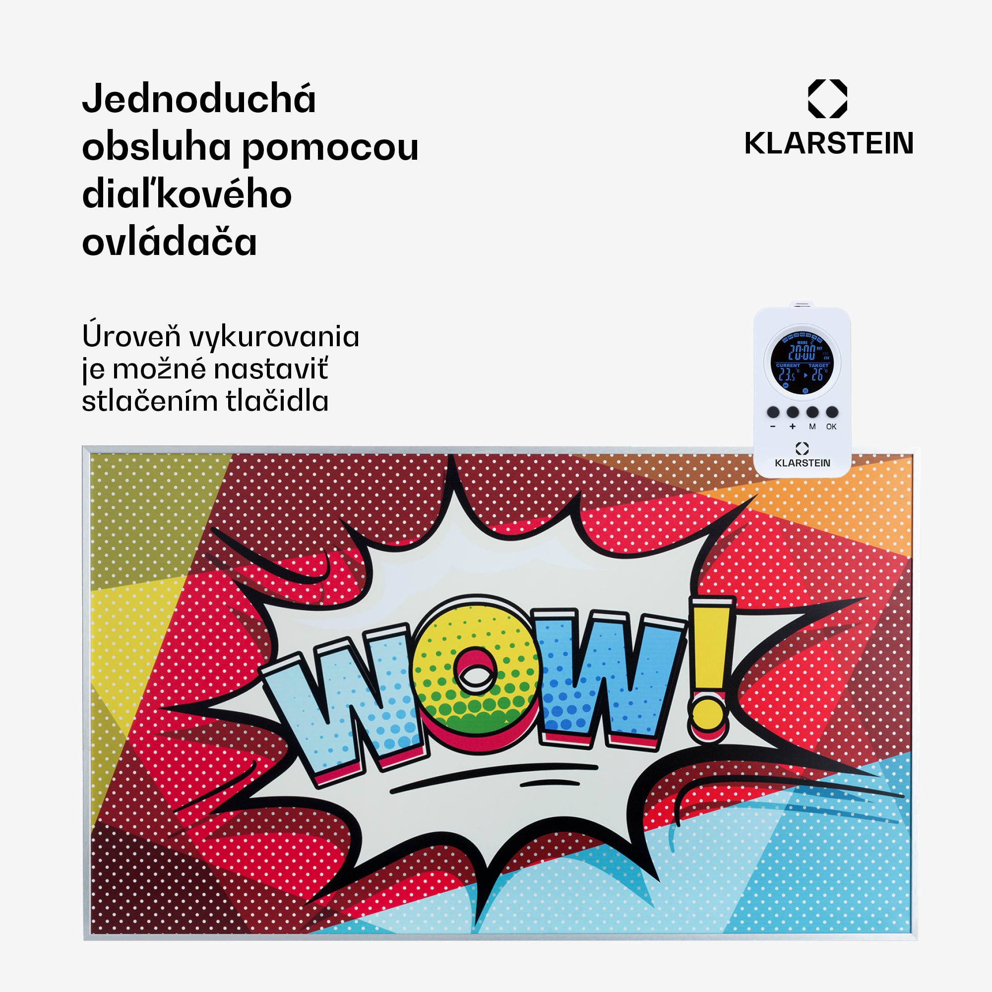 Klarstein Wonderwall Air Art 60, infračervený ohrievač, 101 x 60 cm, 600W, nástenná inštalácia, diaľkové ovládanie – Obrázok 4