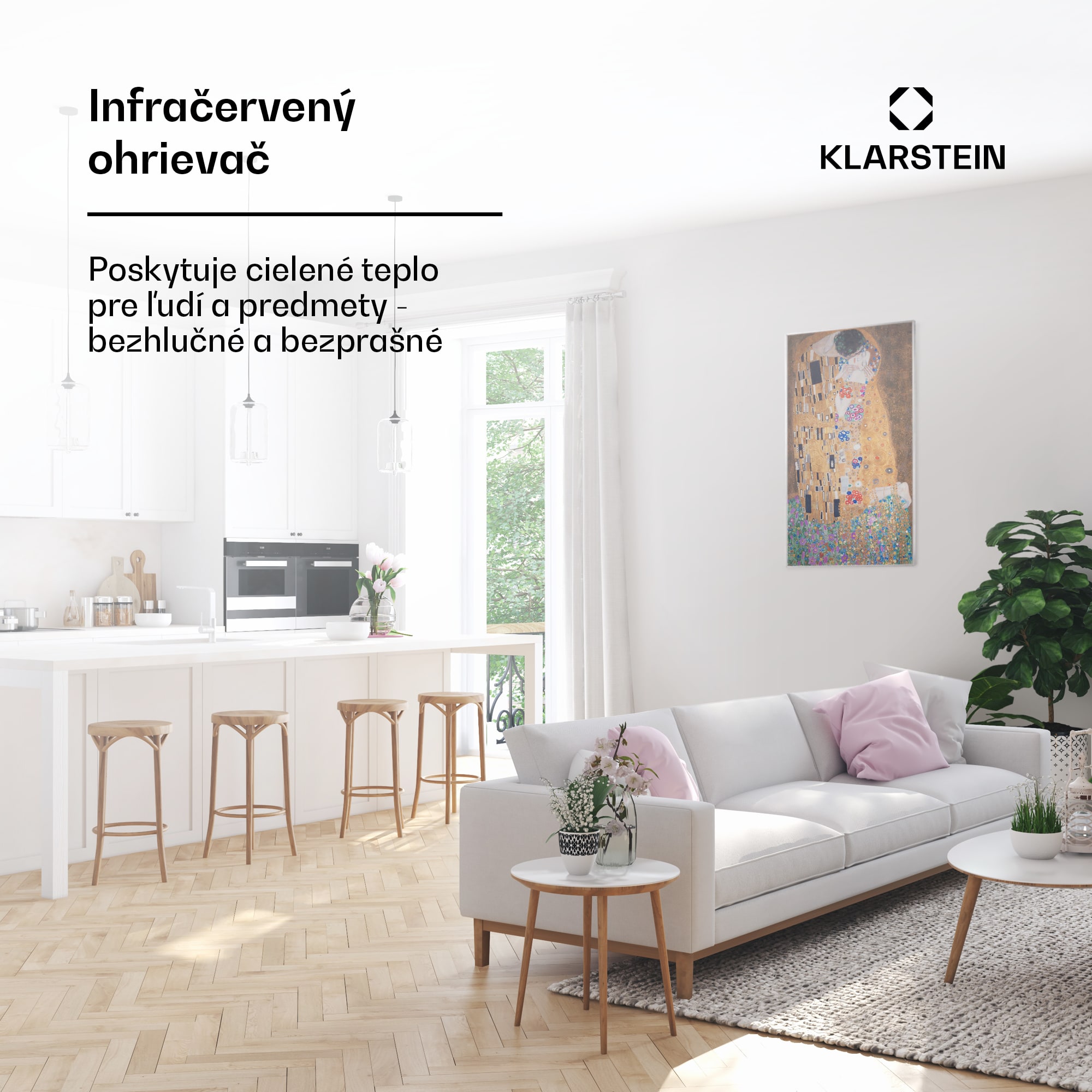 Klarstein Wonderwall Air Art Kuss infračervený ohrievač 101x60cm 600W diaľkové ovládanie – Obrázok 3