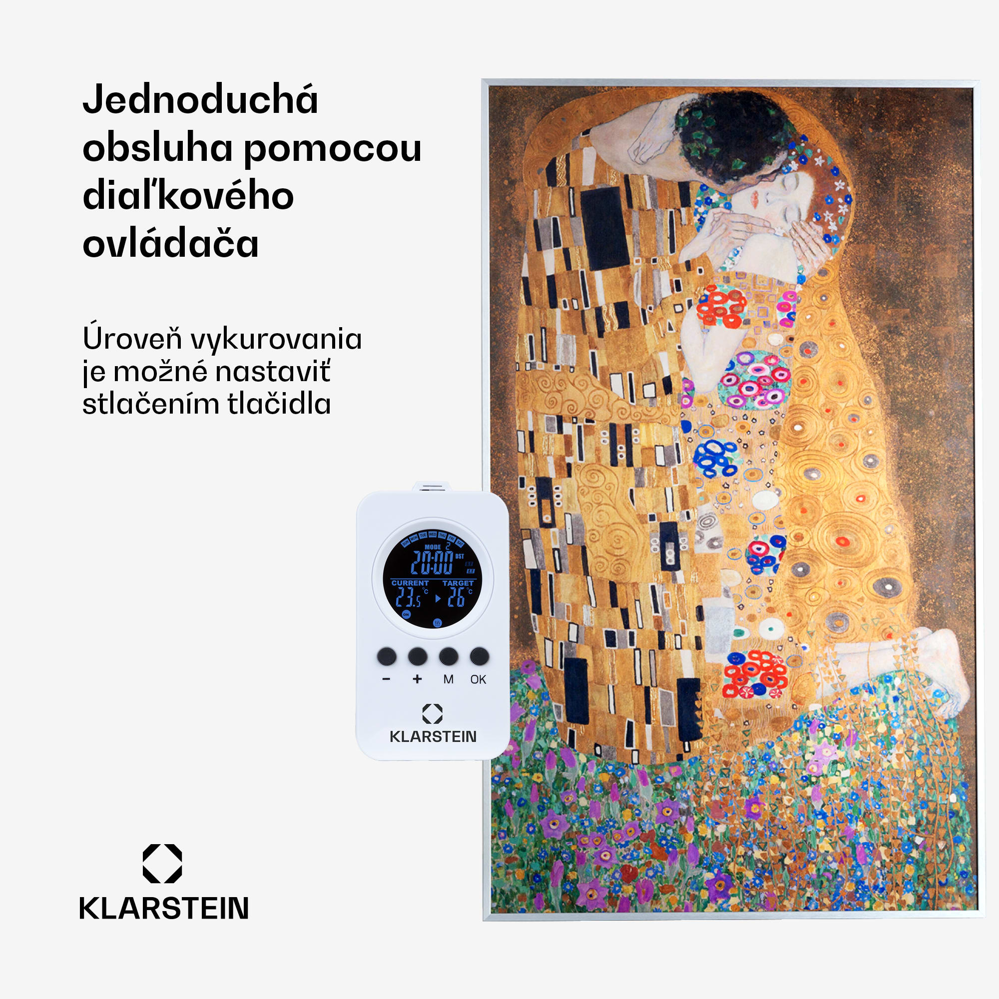 Klarstein Wonderwall Air Art Kuss infračervený ohrievač 101x60cm 600W diaľkové ovládanie – Obrázok 4
