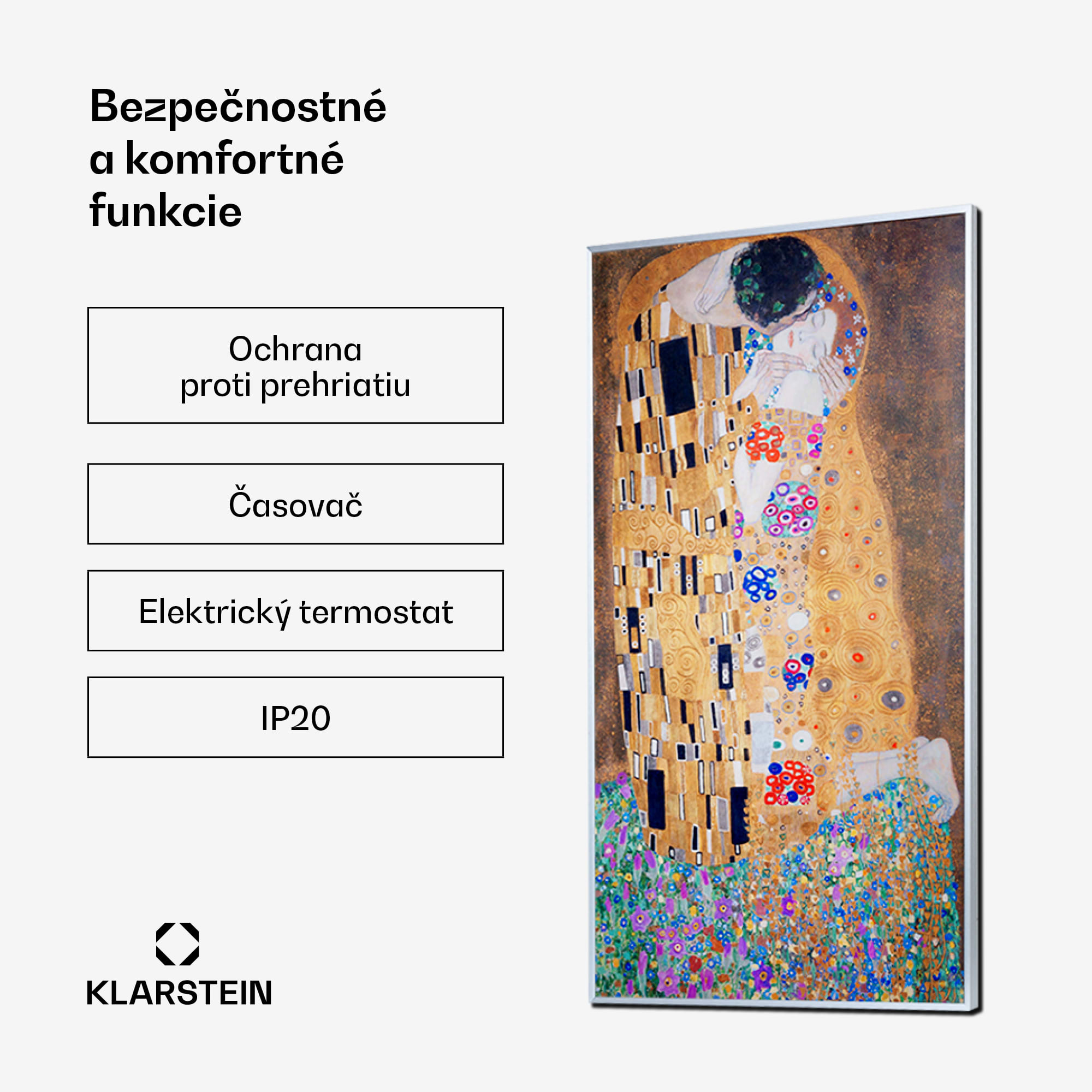 Klarstein Wonderwall Air Art Kuss infračervený ohrievač 101x60cm 600W diaľkové ovládanie – Obrázok 5